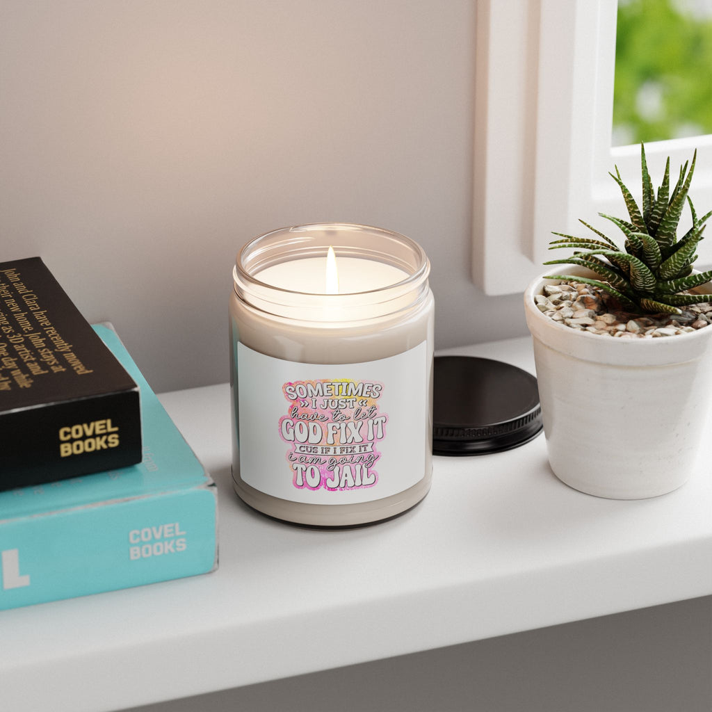 Scented Soy Candle — “Sometimes I Just Leave It to God” Funny Comfort Candle (9oz)