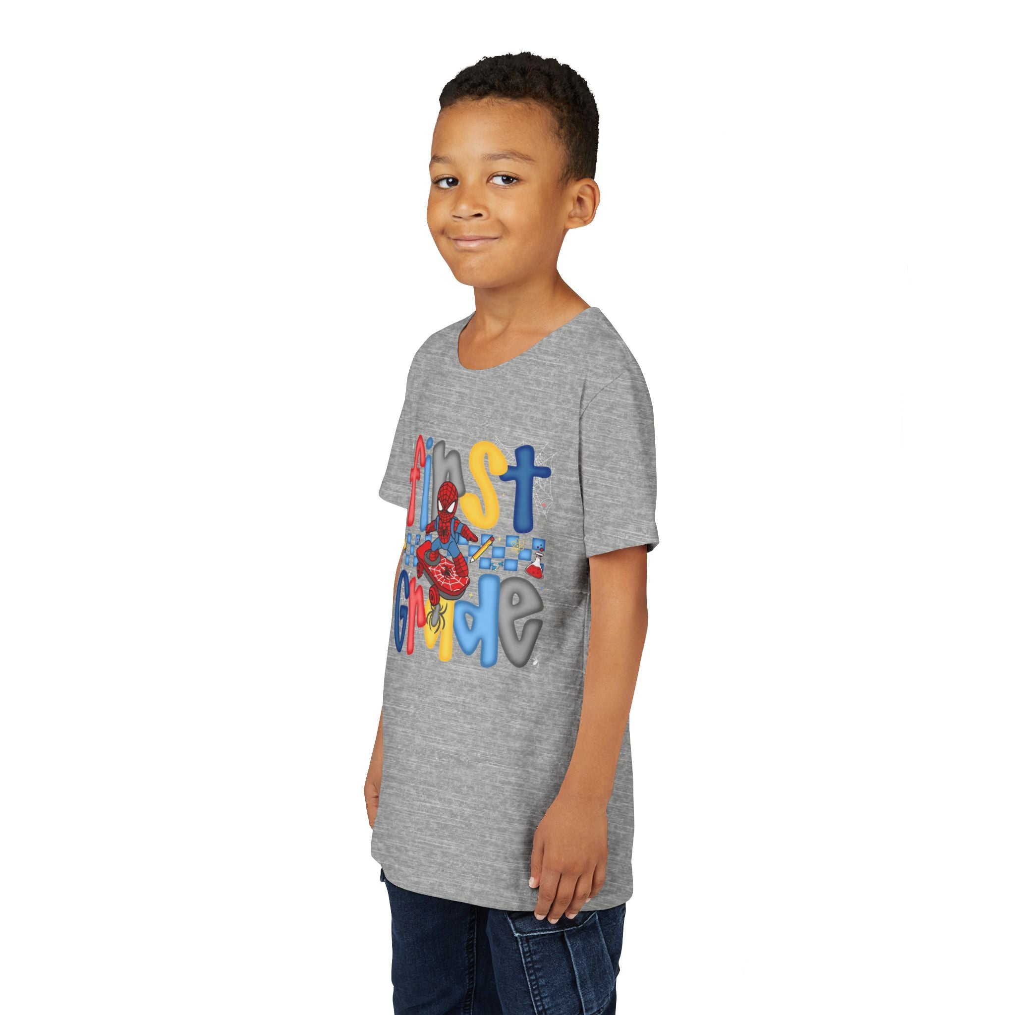 First Grade Superhero Youth Tee — 'First Grade' Colorful Kid Shirt
