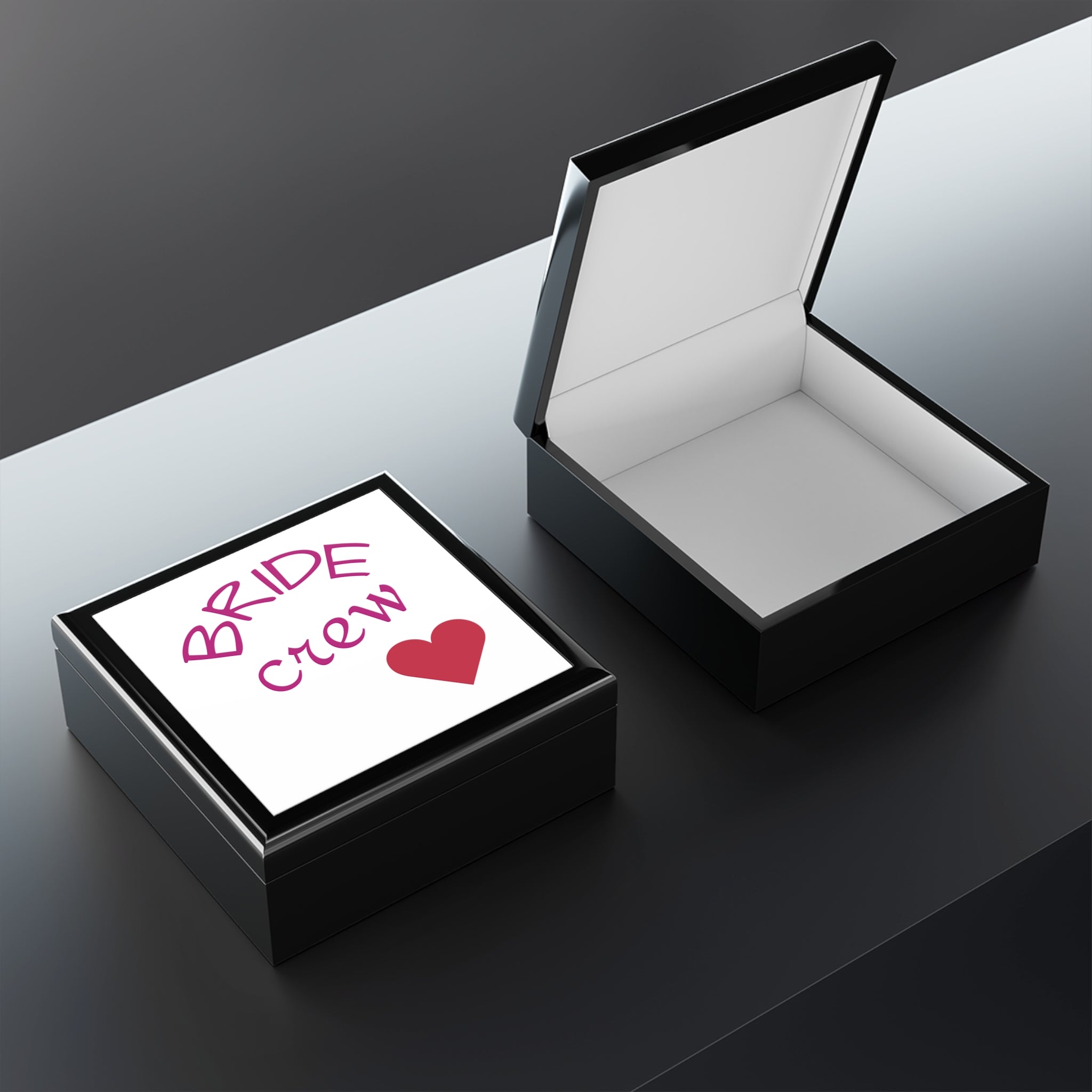 Jewelry Box — "Bride Crew" Heart Bridal Keepsake Box
