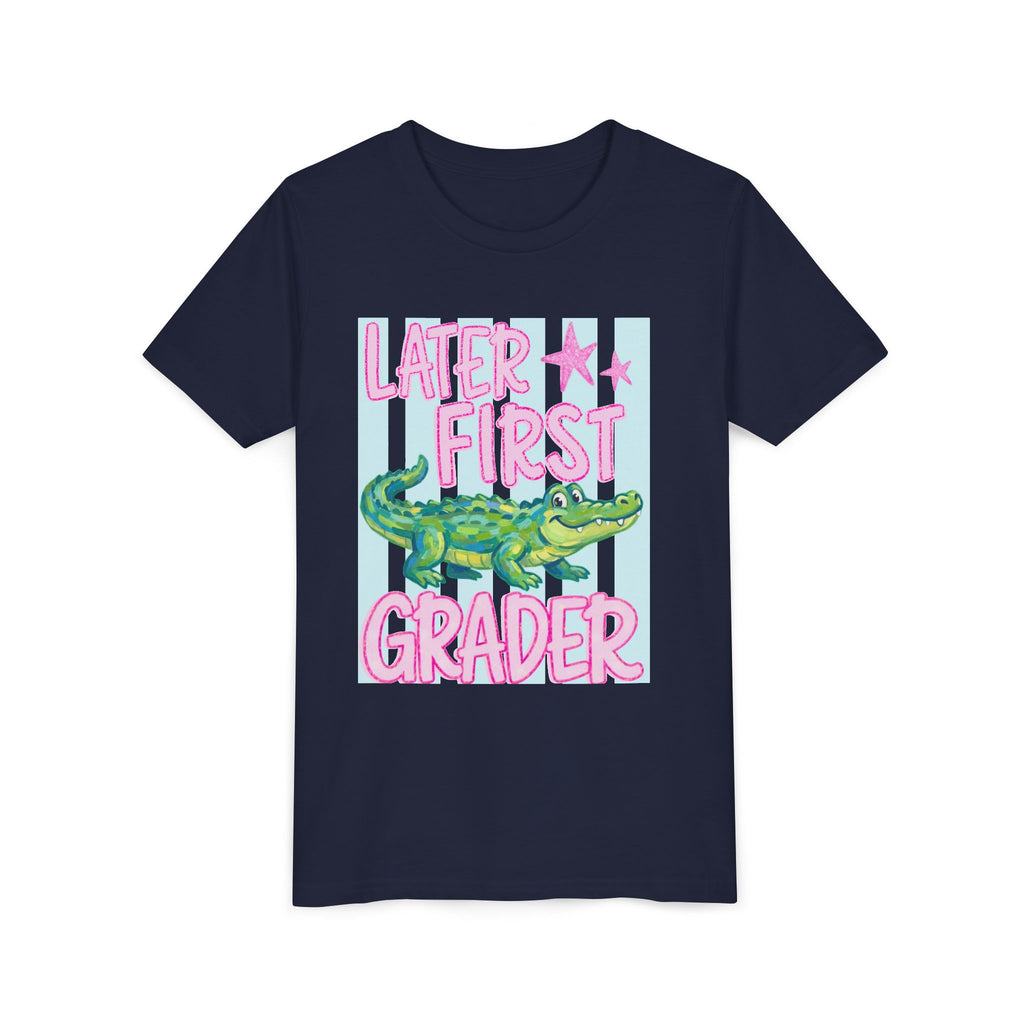 Later First Grader Alligator Youth Tee - Cute Back to School Shirt for Kids