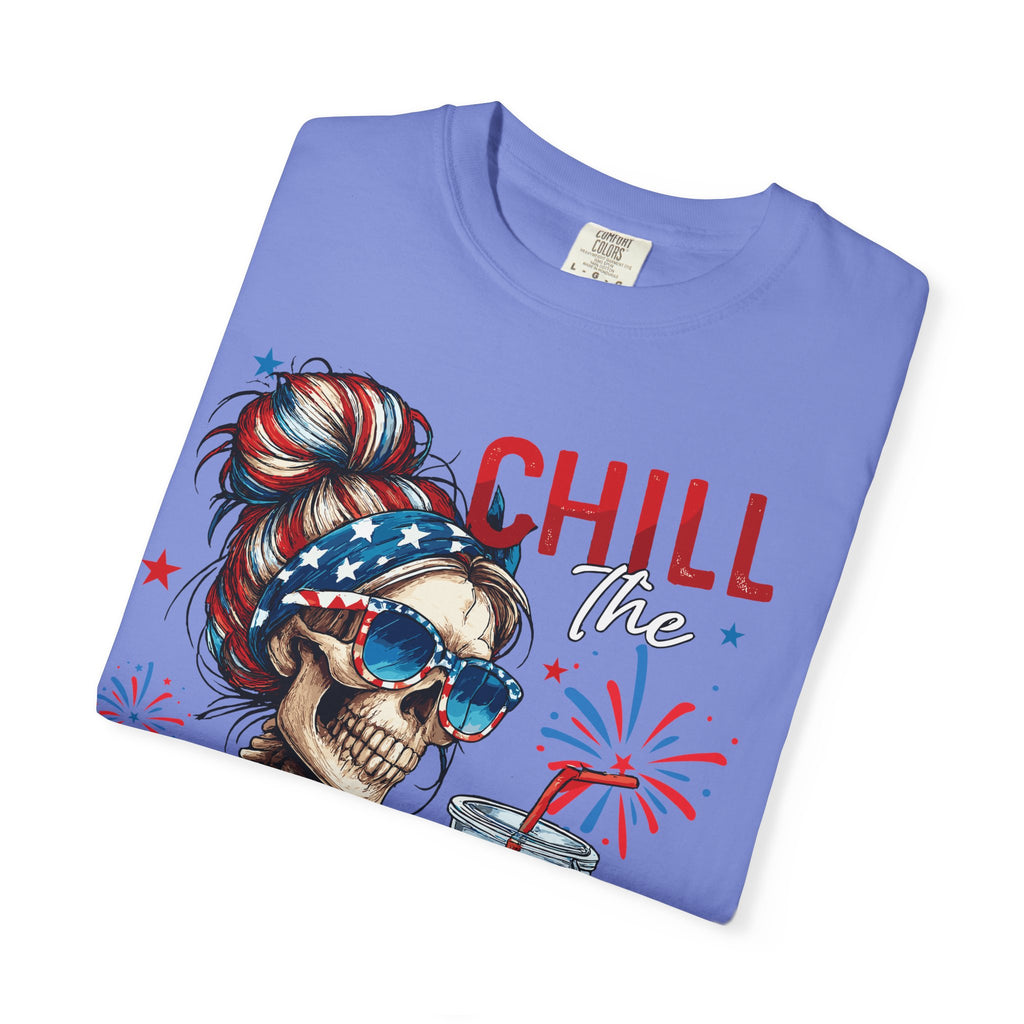 Fourth of July Skull T-Shirt — "Chill the Fourth Out" Patriotic Graphic Tee