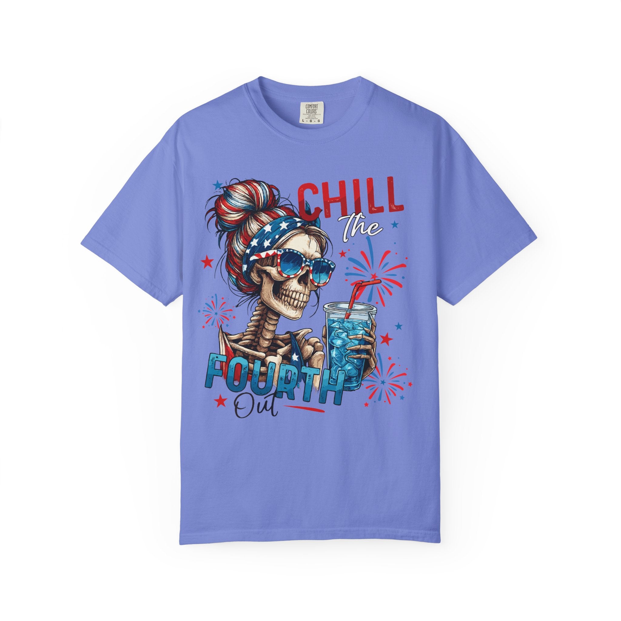 Fourth of July Skull T-Shirt — "Chill the Fourth Out" Patriotic Graphic Tee
