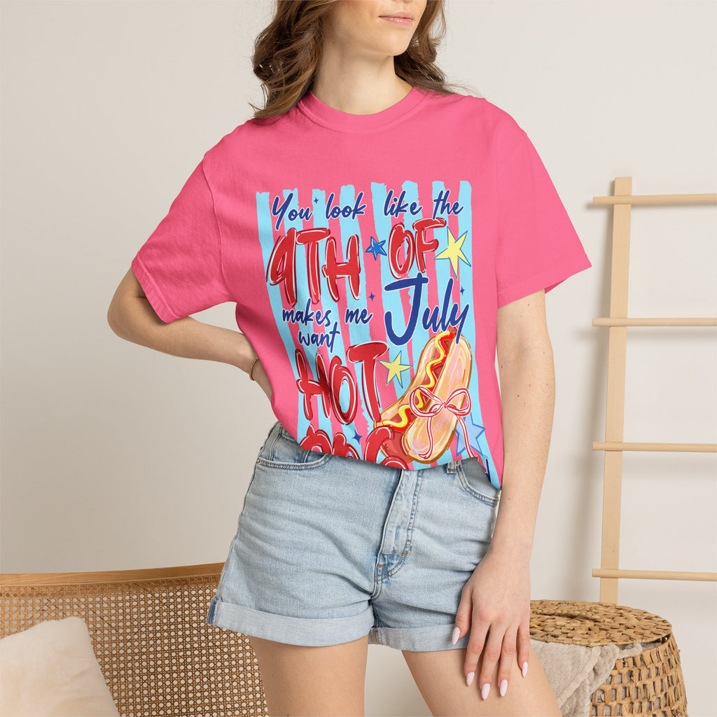 4th of July Hot Dog Graphic T-Shirt