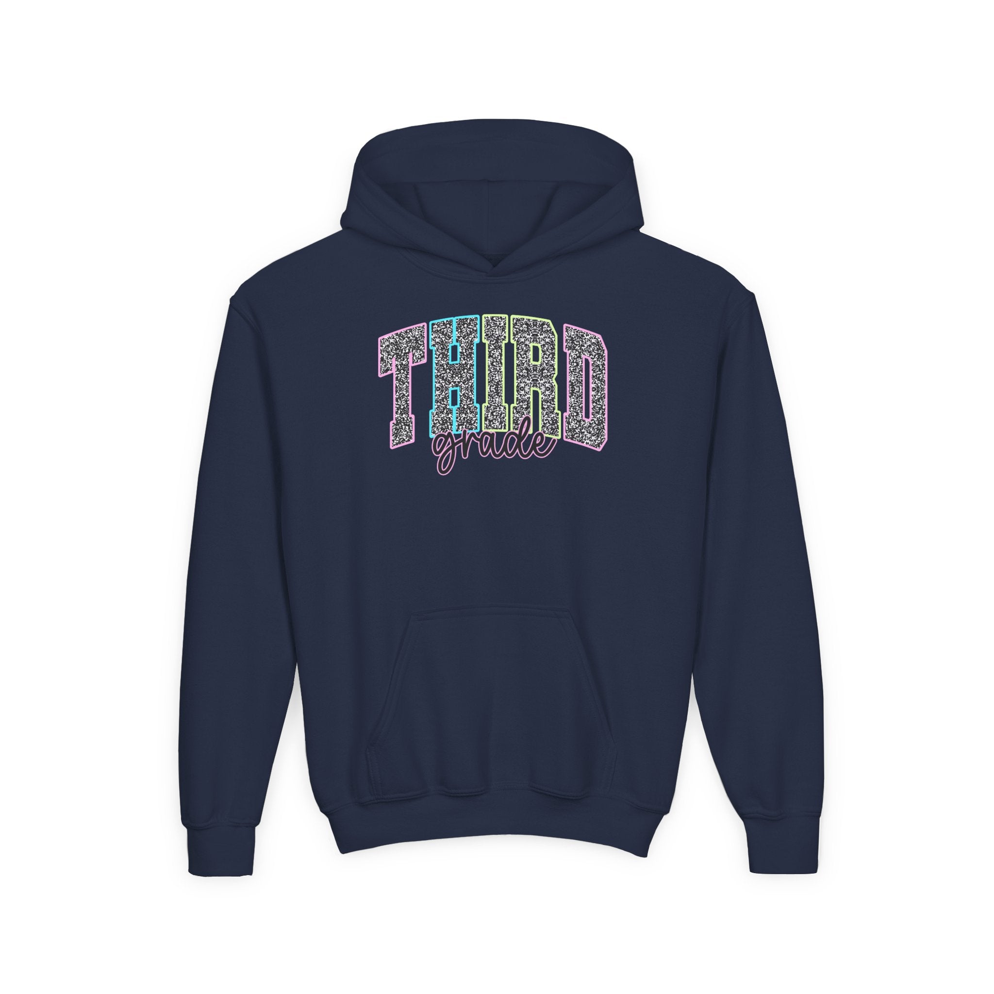 Third Grade Glitter Youth Hoodie — Back to School Pullover for Kids