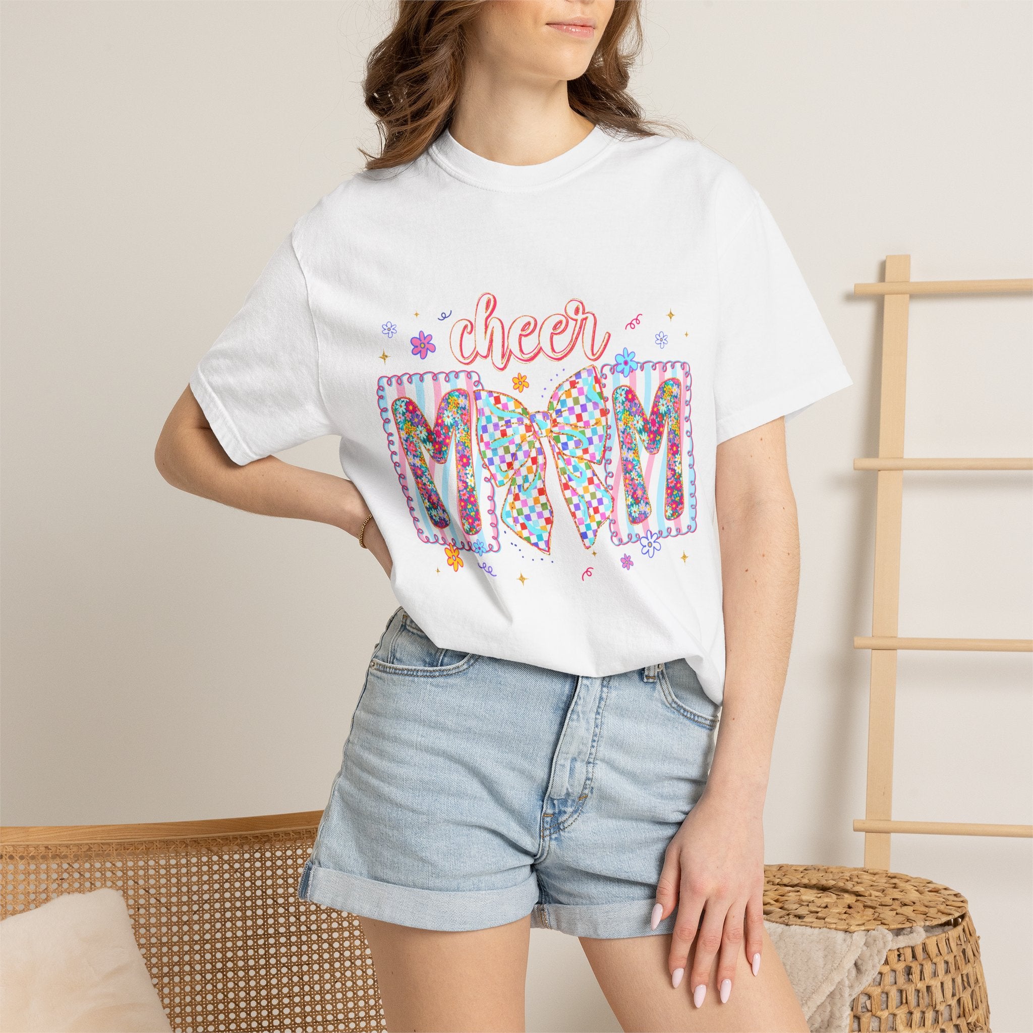 Cheer Mom T-Shirt — Colorful Pom-Pom Cheerleading Mom Tee