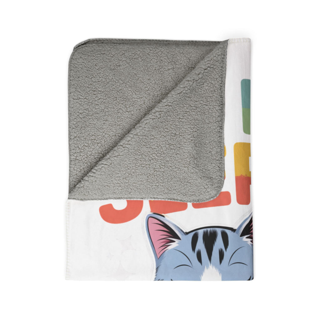 Cozy Cat Sherpa Blanket - "I'm Not Sleeping, I'm Just Resting My Eyes" Plush Throw