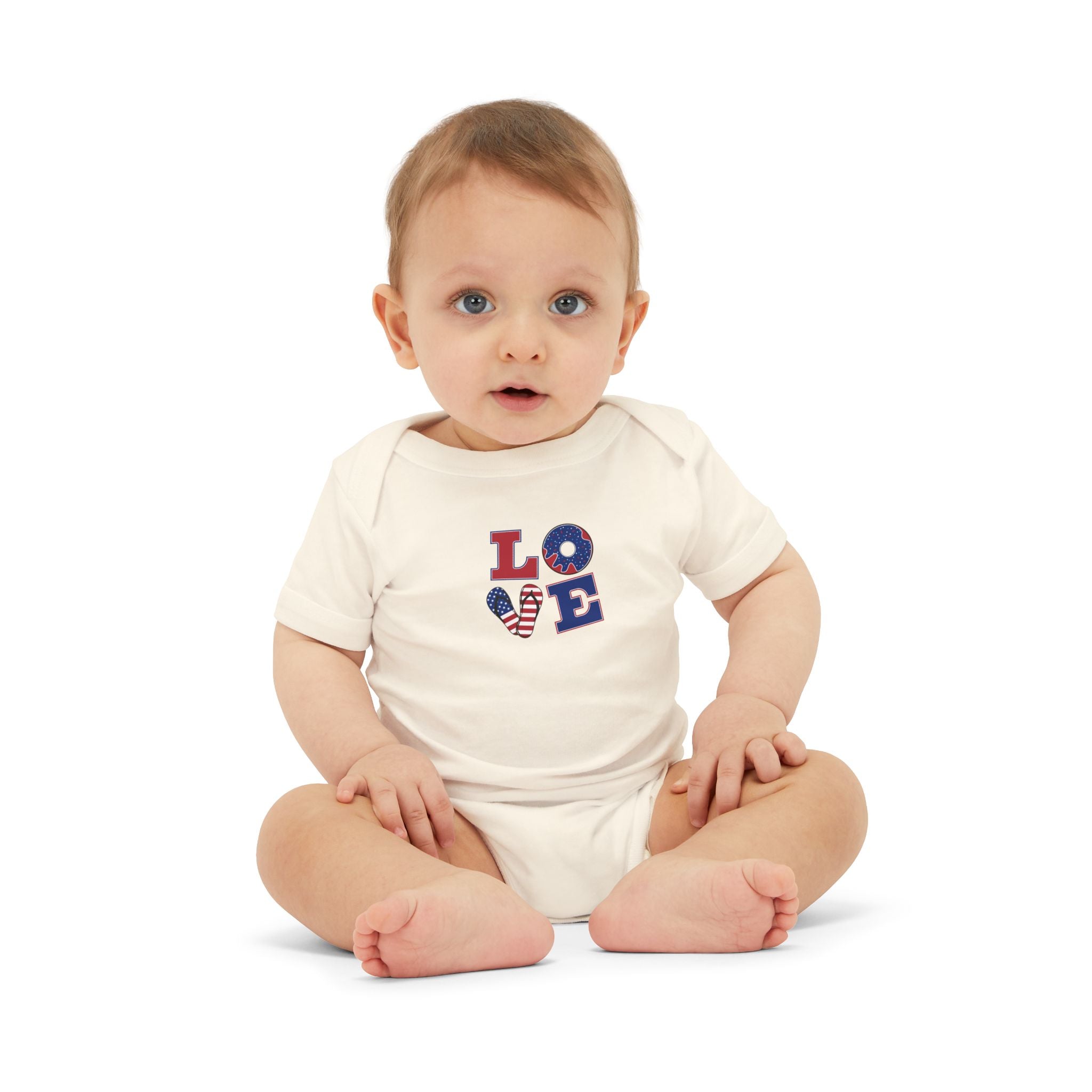 Infant Onesie - "LOVE" Patriotic Heart Baby Bodysuit