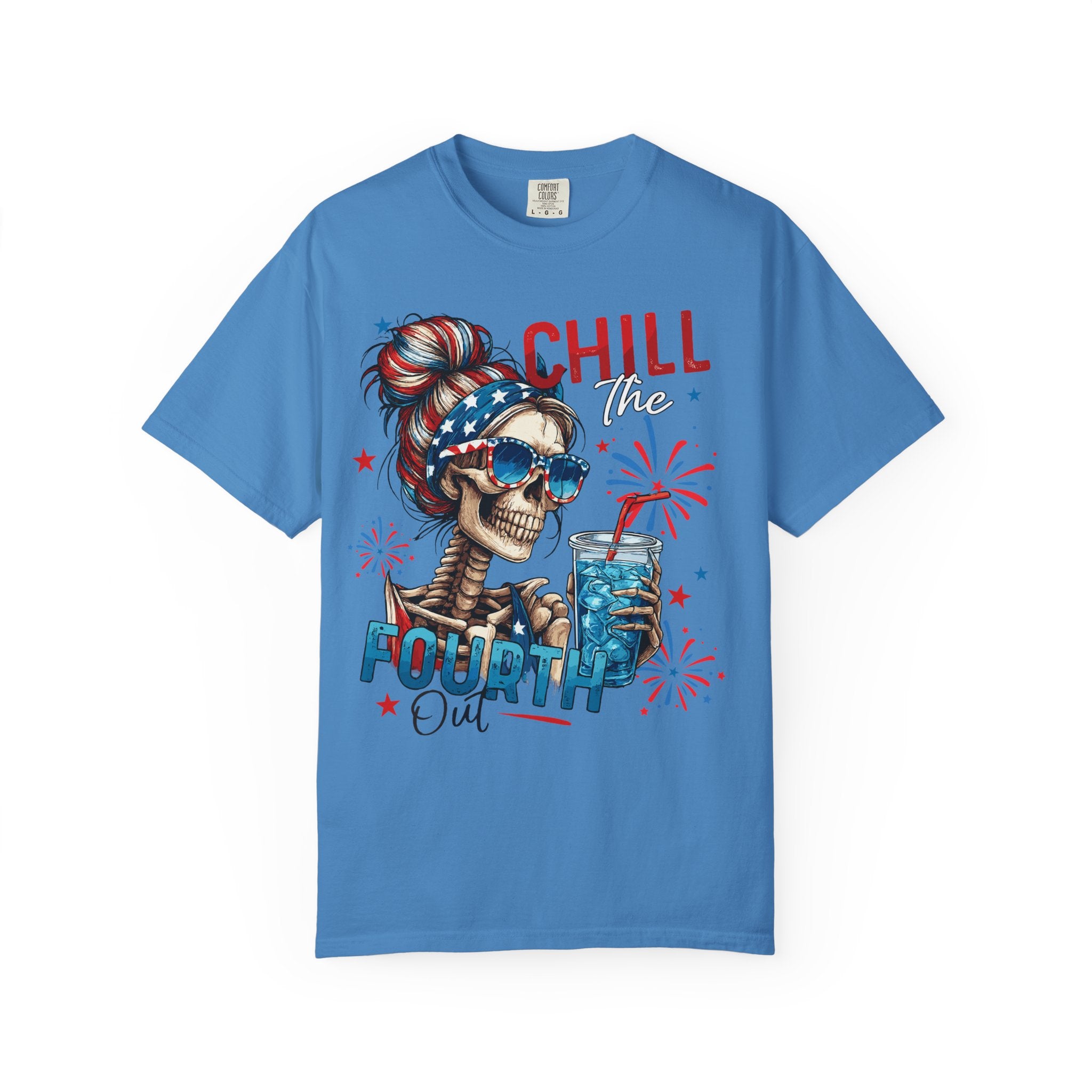 Fourth of July Skull T-Shirt — "Chill the Fourth Out" Patriotic Graphic Tee