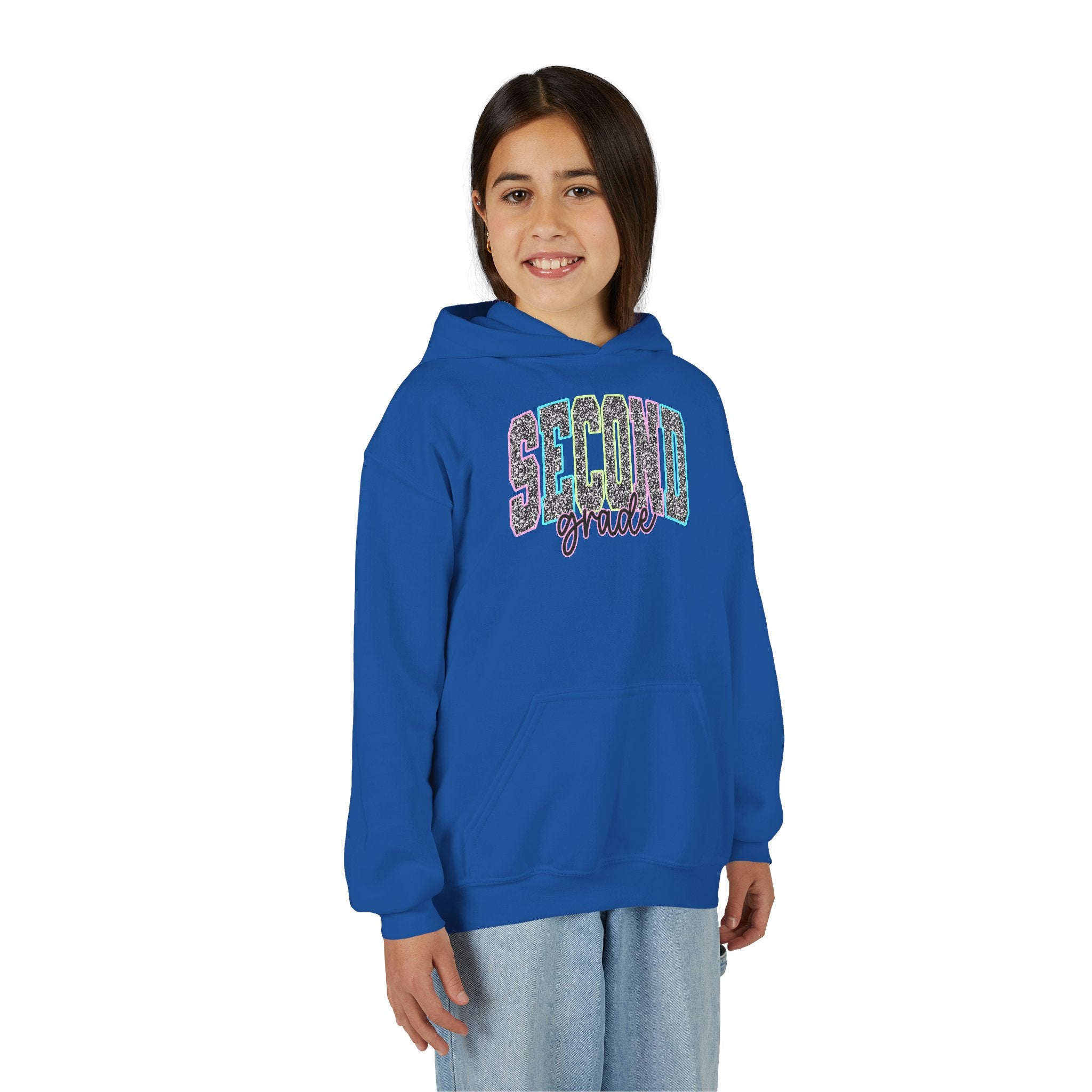 Second Grade Hoodie — Girls' Glitter School Sweatshirt
