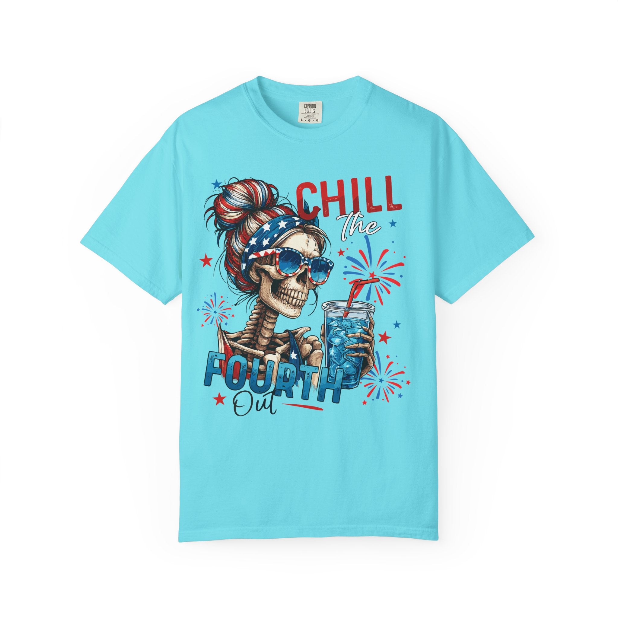 Fourth of July Skull T-Shirt — "Chill the Fourth Out" Patriotic Graphic Tee