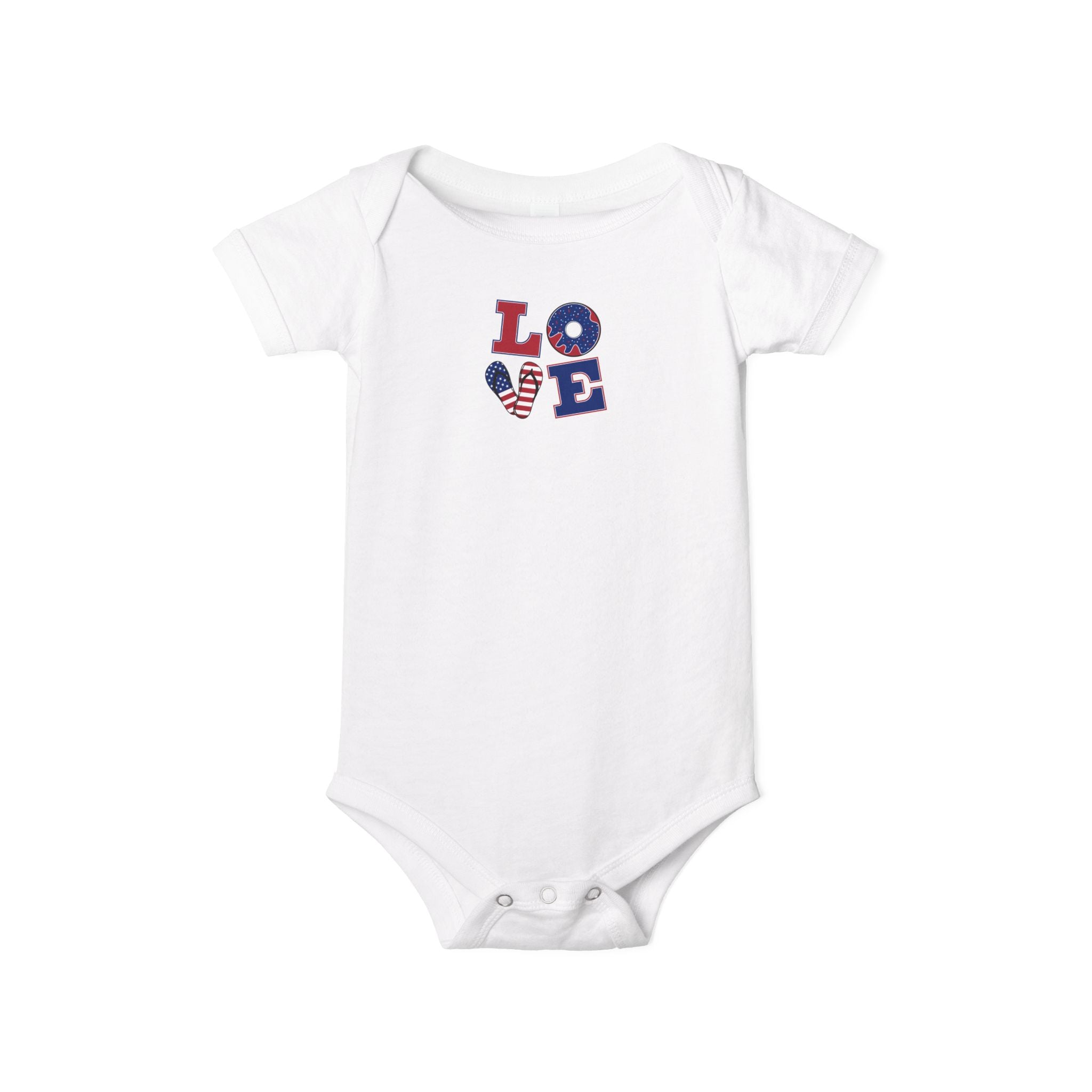 Infant Onesie - "LOVE" Patriotic Heart Baby Bodysuit
