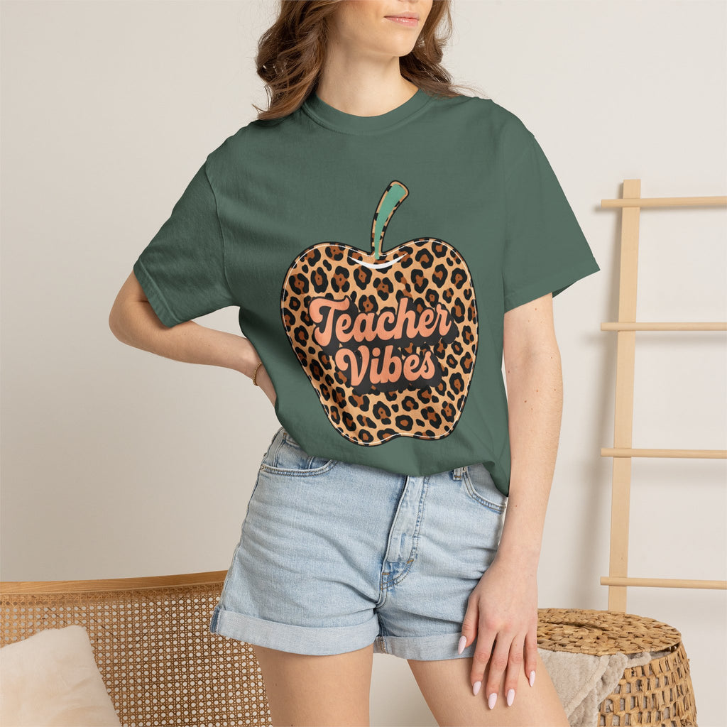 Teacher Vibes Leopard Apple T-Shirt