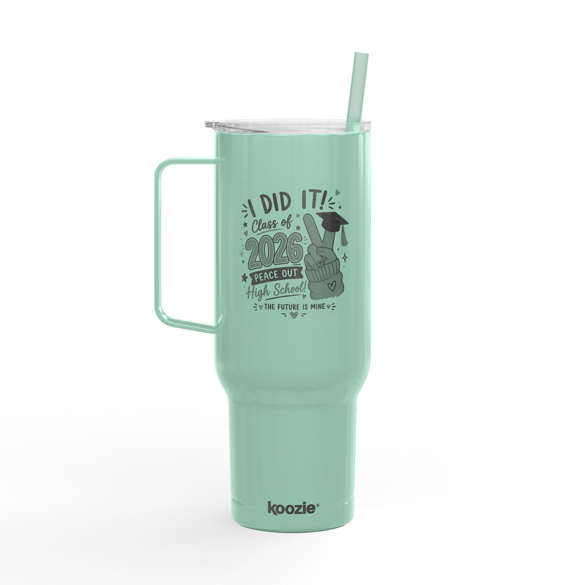 40oz Engraved Graduation Tumbler with Lid — "I DID IT! Class of 2026"