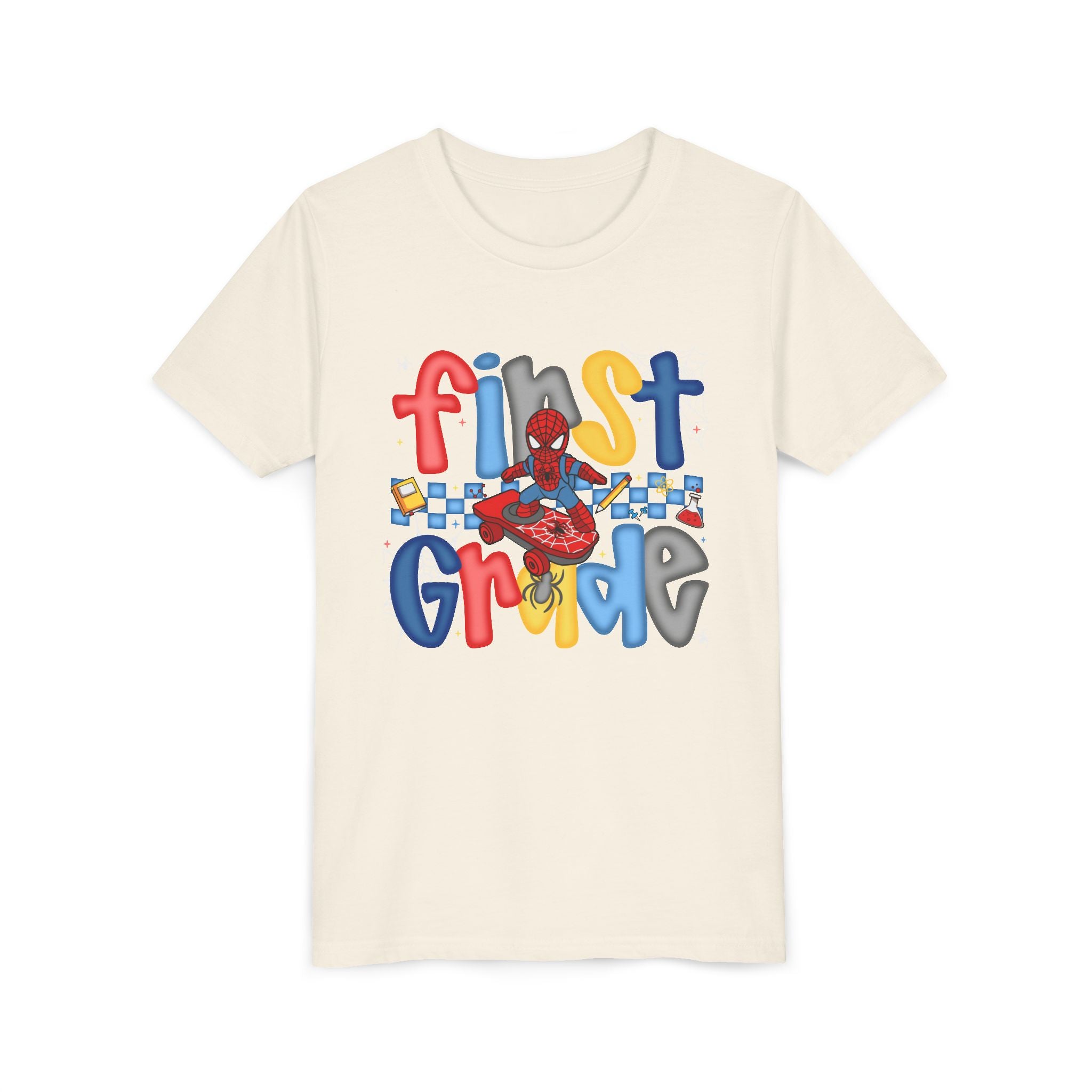 First Grade Superhero Youth Tee — 'First Grade' Colorful Kid Shirt