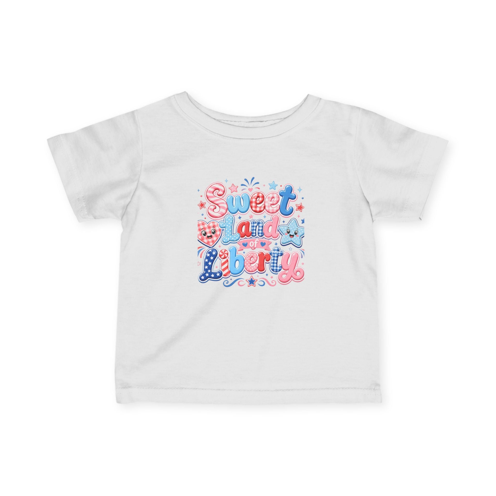 Infant Tee — "Sweet and Liberty" Patriotic Pink & Blue Baby Shirt
