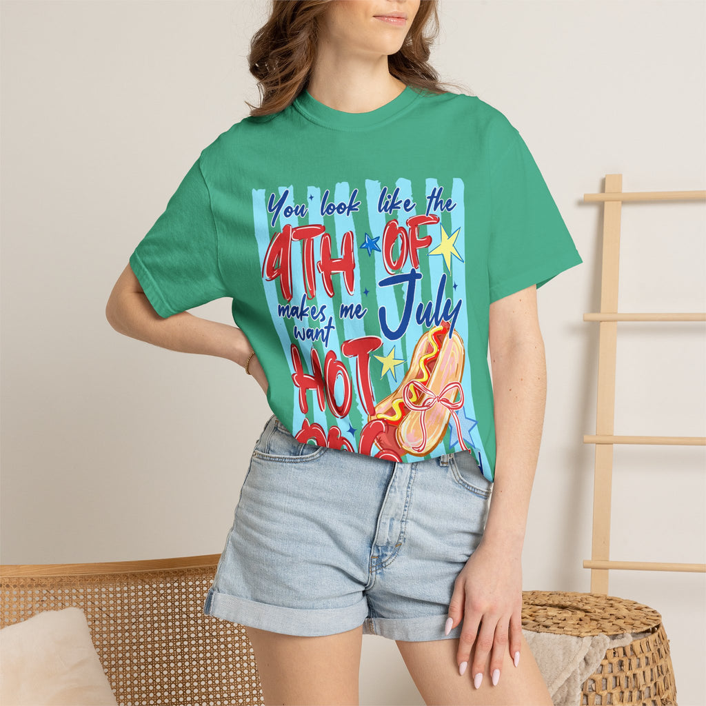 4th of July Hot Dog Graphic T-Shirt