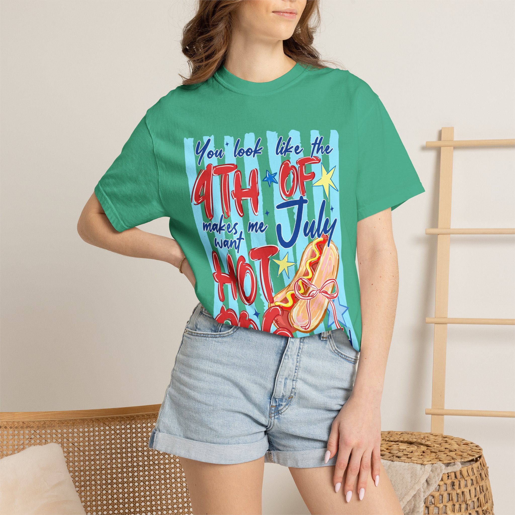 4th of July Hot Dog Graphic T-Shirt
