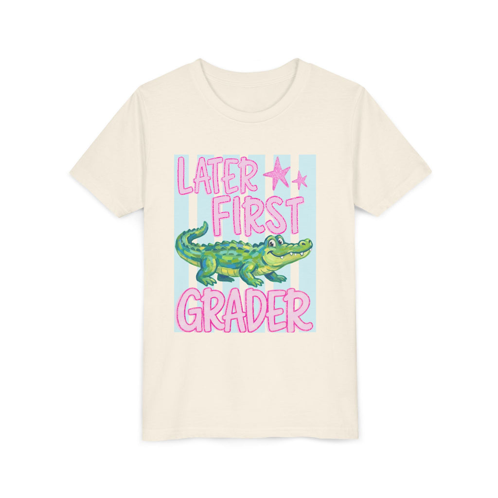 Later First Grader Alligator Youth Tee - Cute Back to School Shirt for Kids