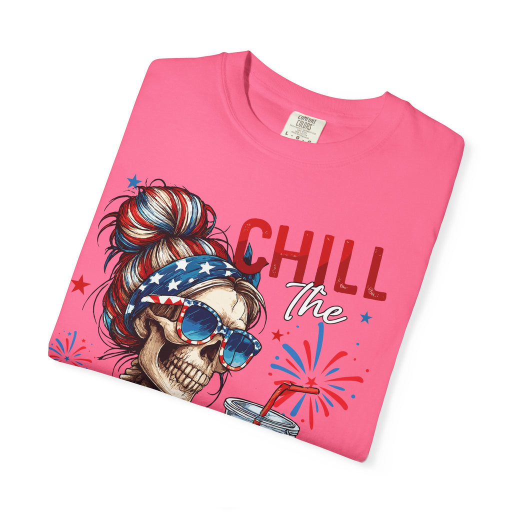 Fourth of July Skull T-Shirt — "Chill the Fourth Out" Patriotic Graphic Tee