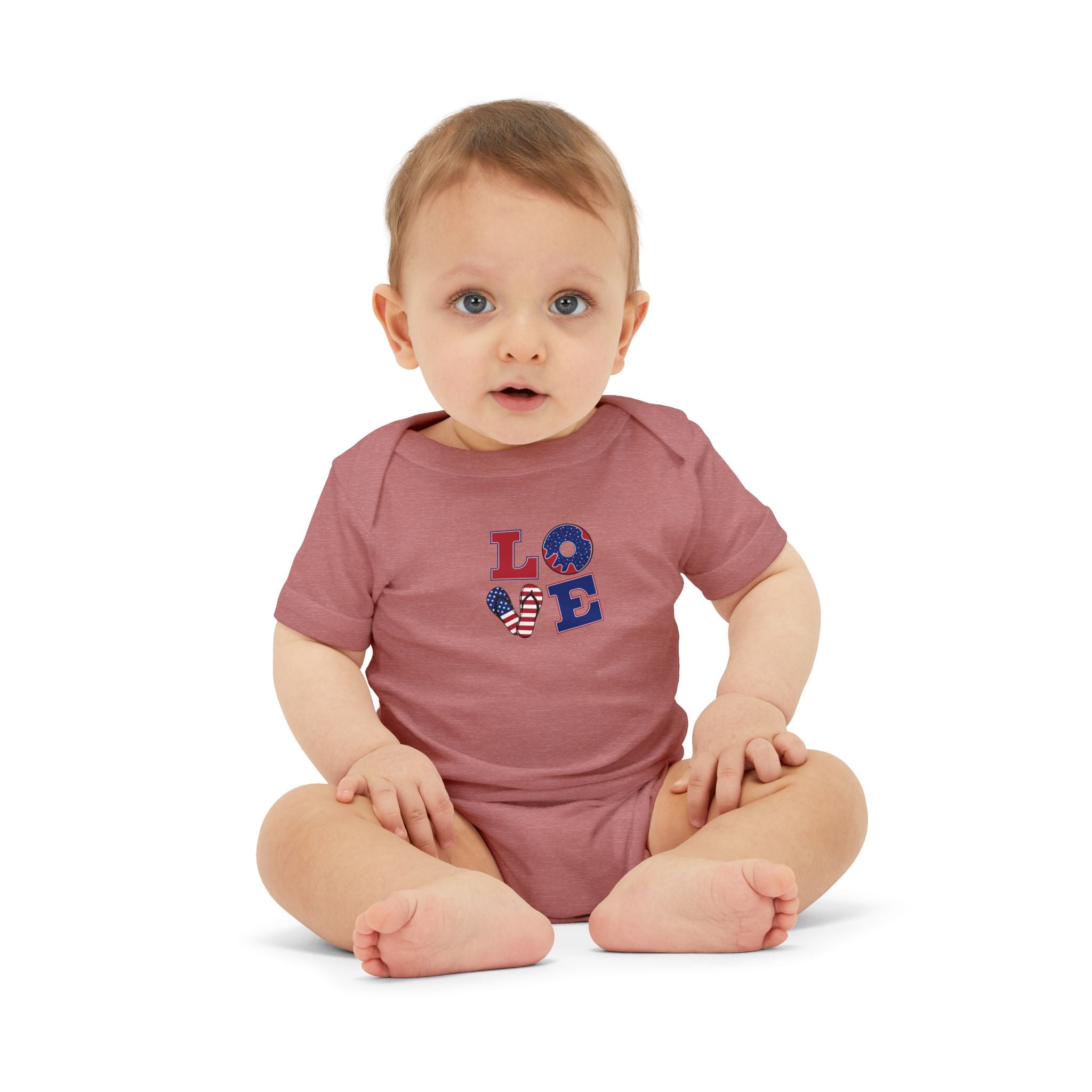 Infant Onesie - "LOVE" Patriotic Heart Baby Bodysuit