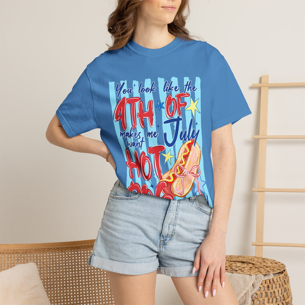 4th of July Hot Dog Graphic T-Shirt
