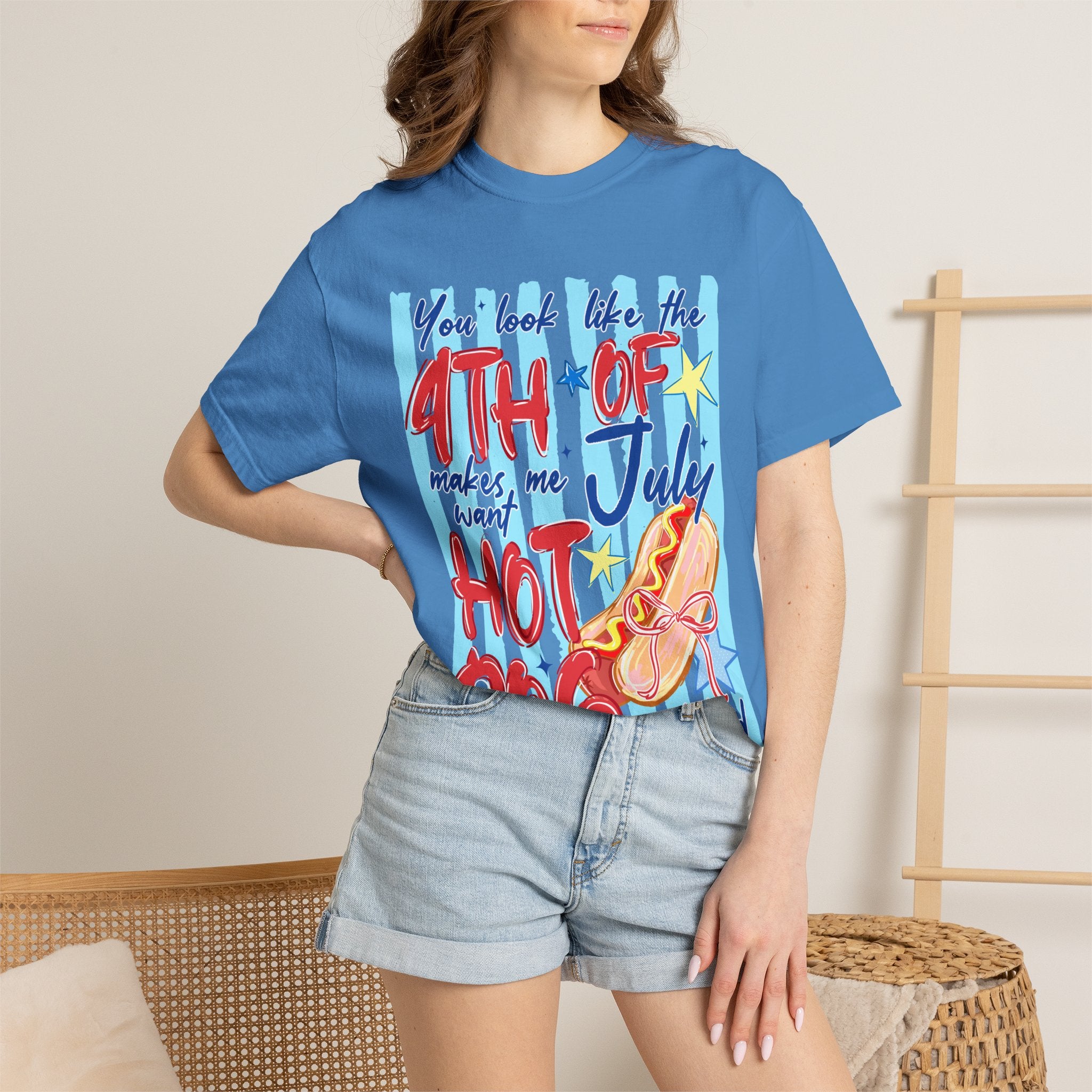 4th of July Hot Dog Graphic T-Shirt