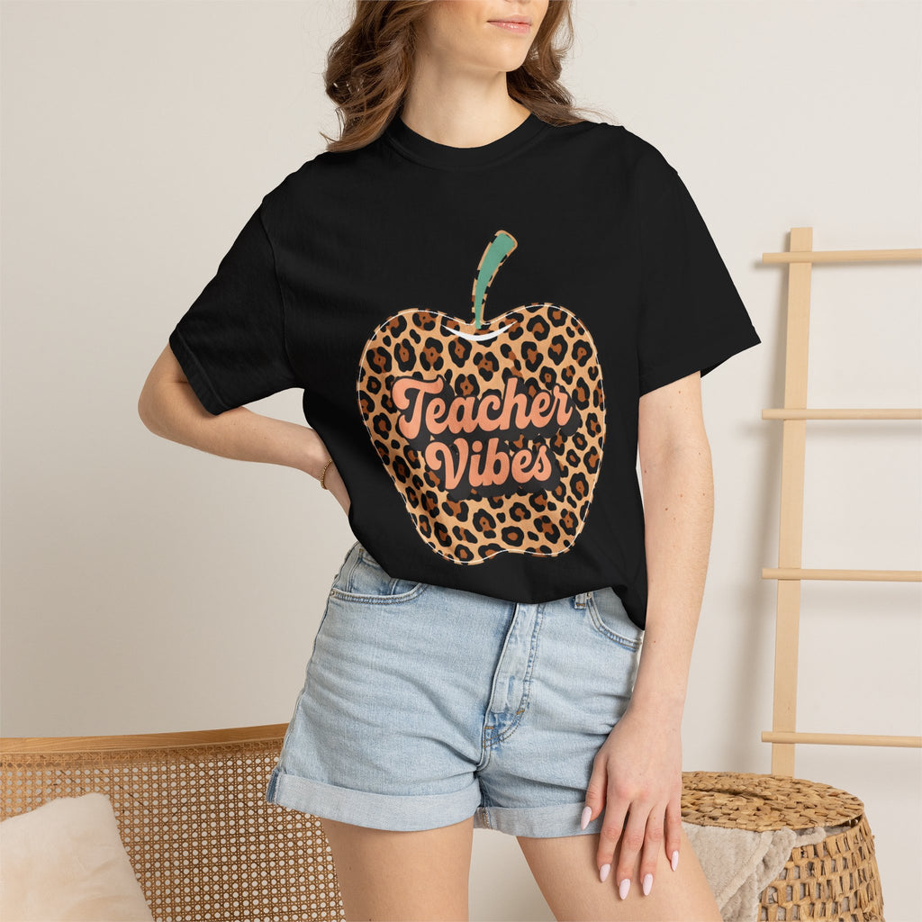 Teacher Vibes Leopard Apple T-Shirt