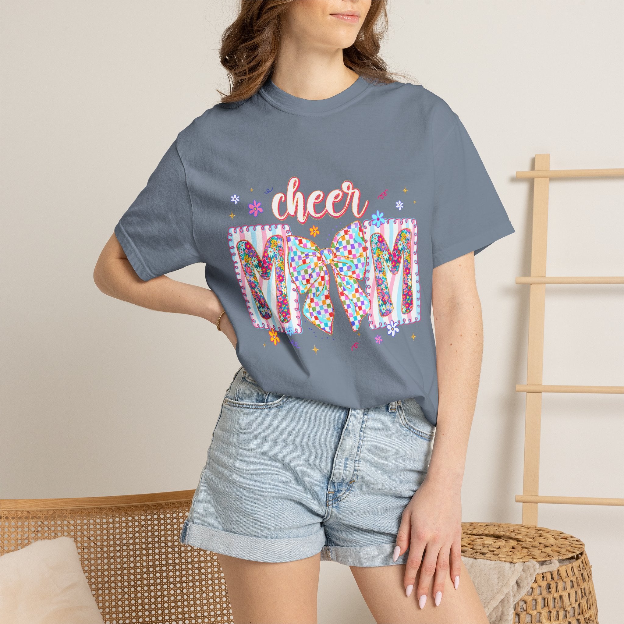 Cheer Mom T-Shirt — Colorful Pom-Pom Cheerleading Mom Tee