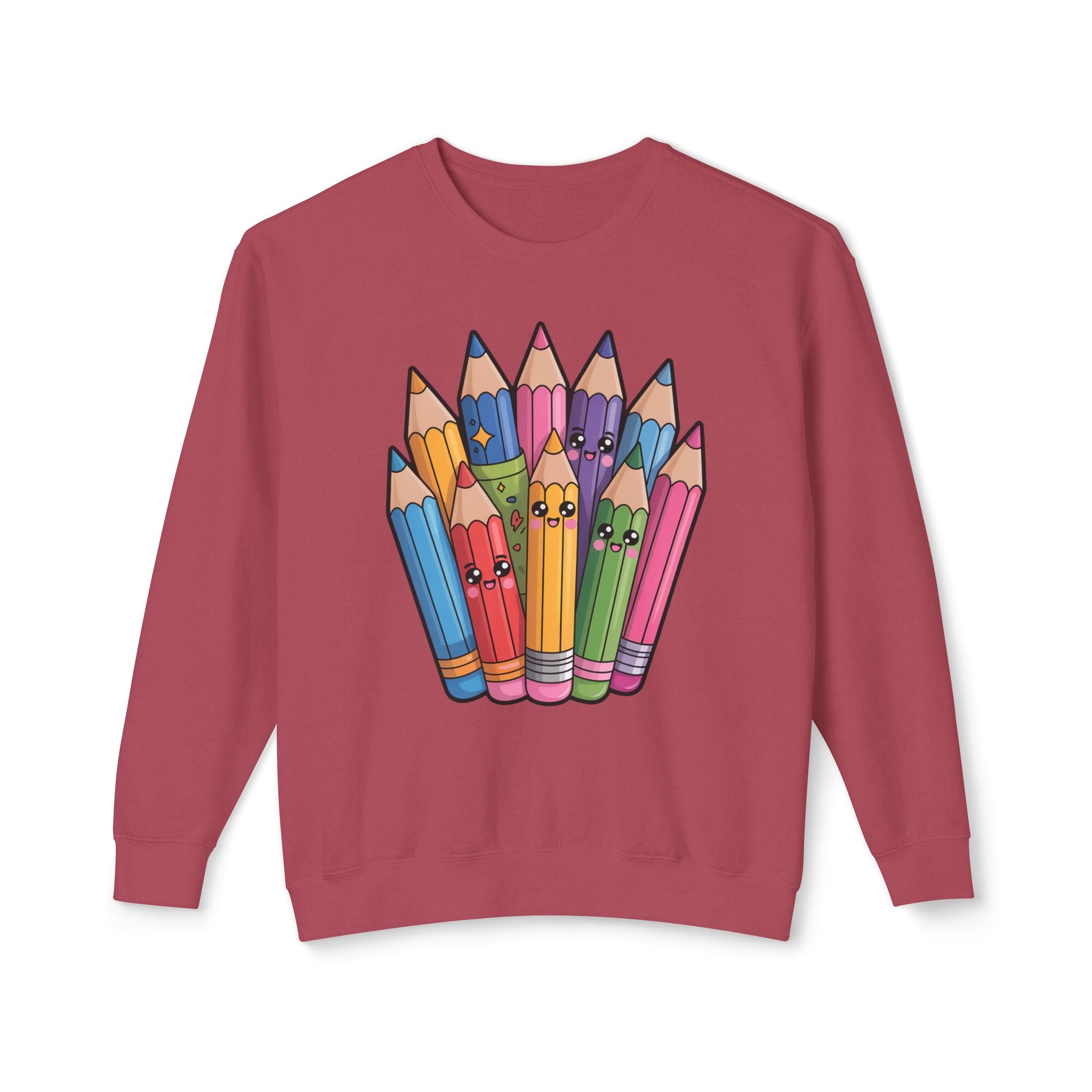 Cute Rainbow Pencil Crewneck Sweatshirt — Kawaii Colored Pencils Graphic