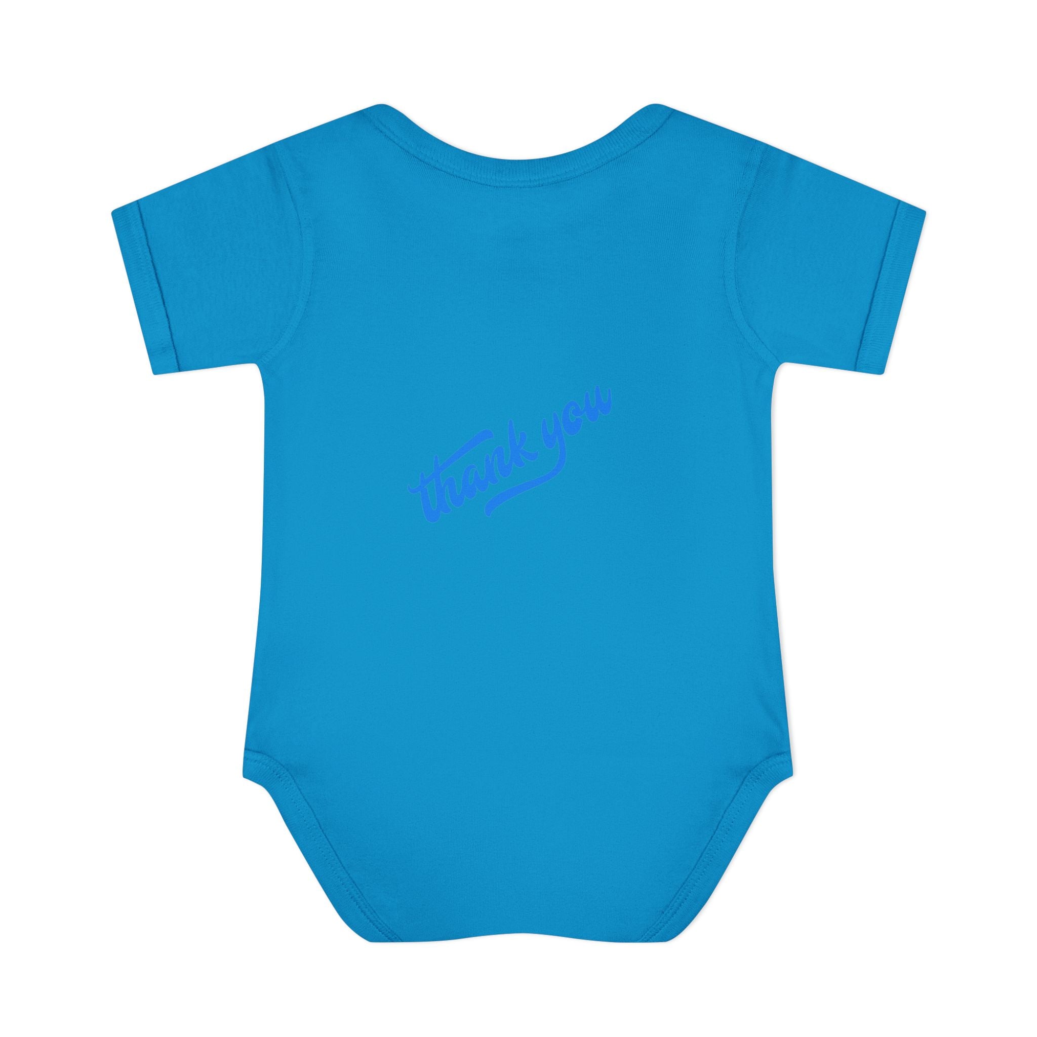 Infant Bodysuit — "Hey Baby Here, Watch Your Language" Cute Newborn Onesie (Back ‘Thank You’)