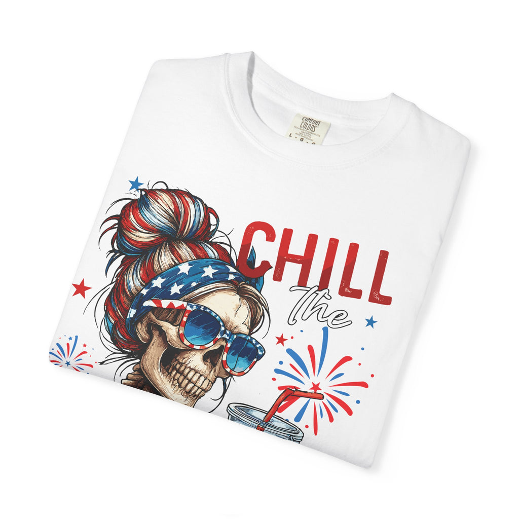 Fourth of July Skull T-Shirt — "Chill the Fourth Out" Patriotic Graphic Tee