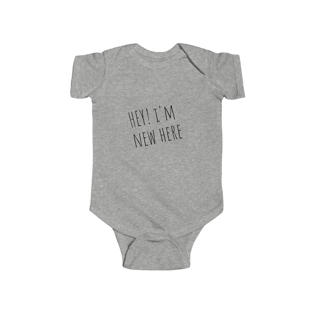 Infant Bodysuit - "Hey! I’m New Here" Newborn Announcement Onesie