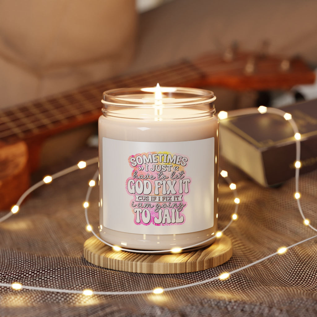 Scented Soy Candle — “Sometimes I Just Leave It to God” Funny Comfort Candle (9oz)