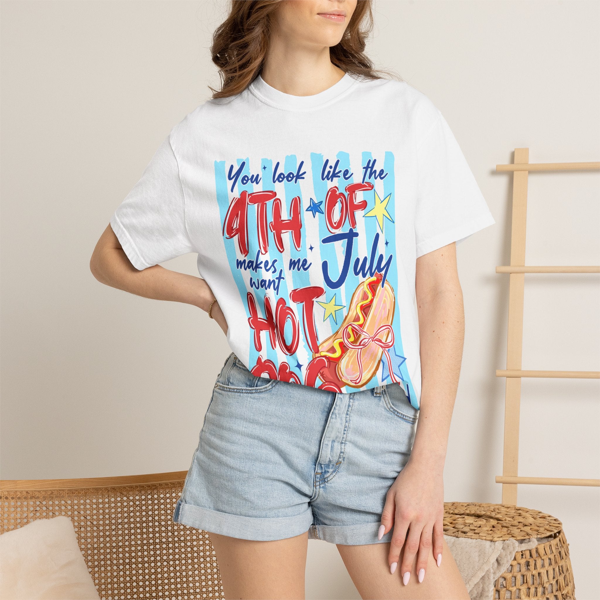 4th of July Hot Dog Graphic T-Shirt