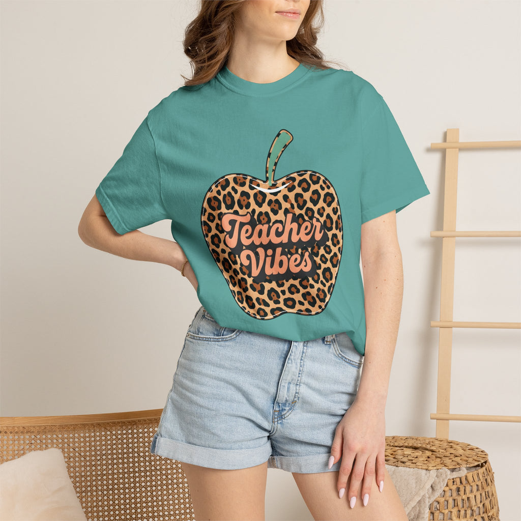 Teacher Vibes Leopard Apple T-Shirt