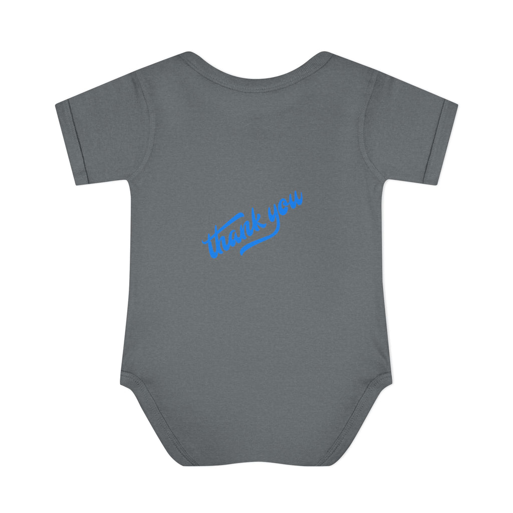 Infant Bodysuit — "Hey Baby Here, Watch Your Language" Cute Newborn Onesie (Back ‘Thank You’)