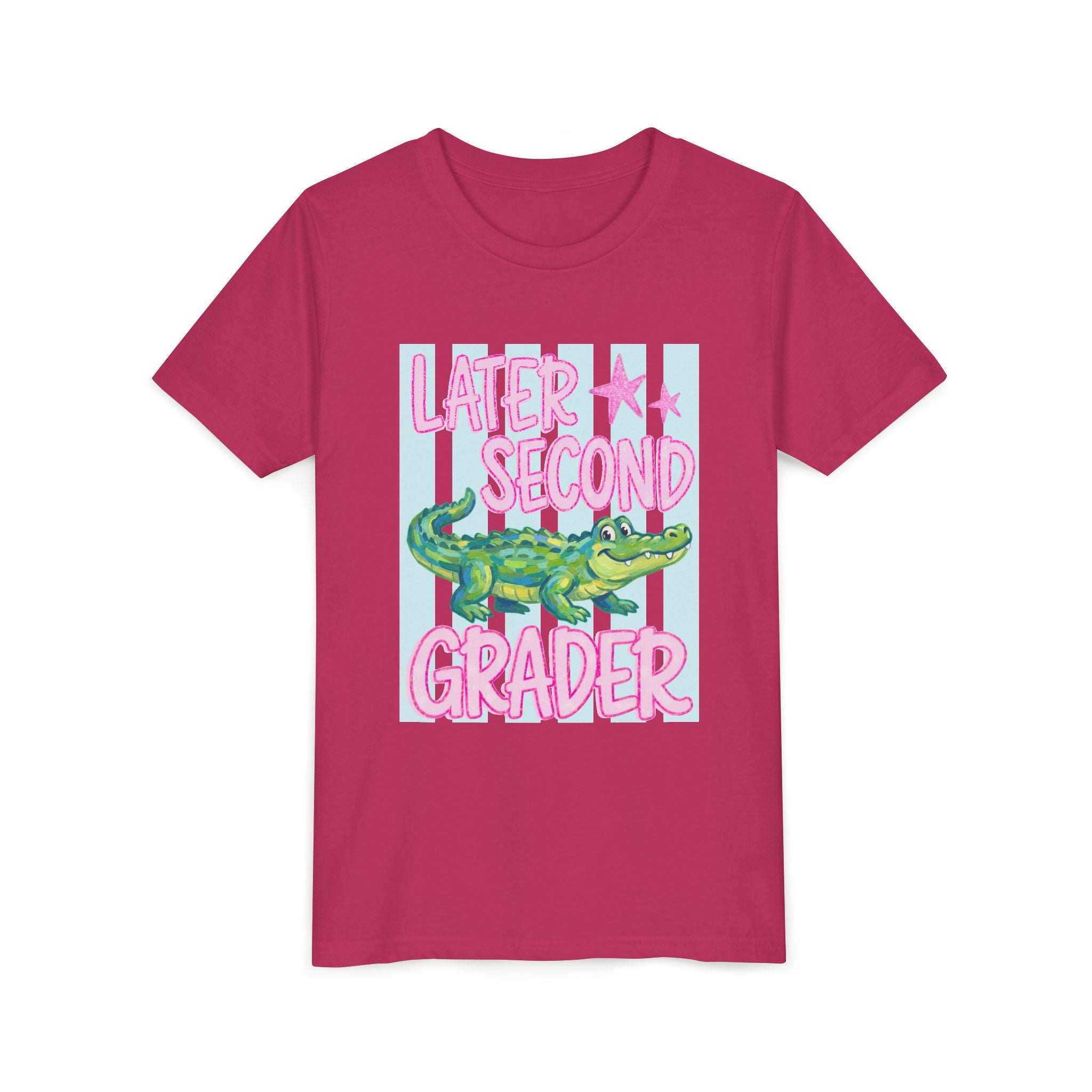 Later Second Grader Youth Tee — Cute Alligator Back-to-School Shirt