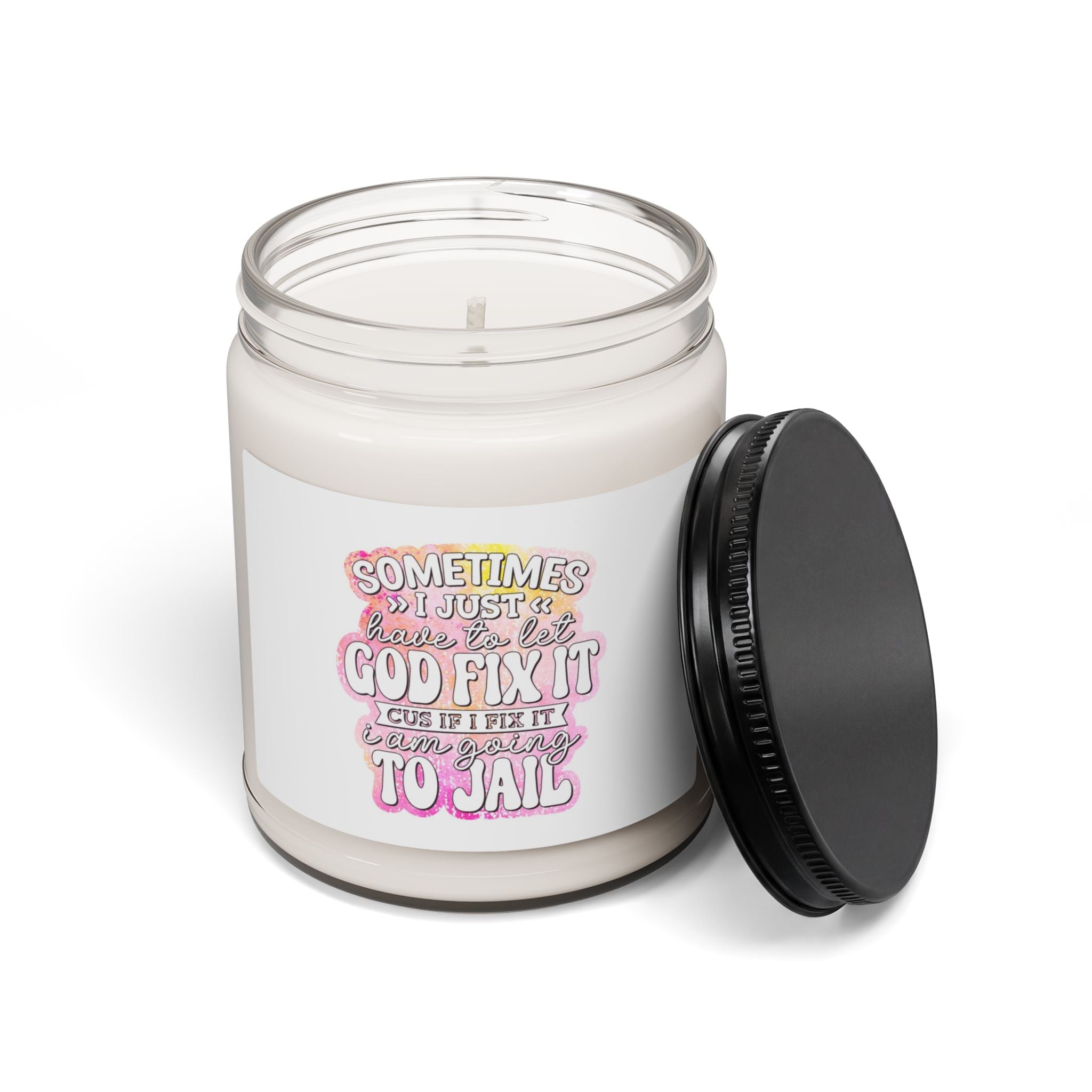 Scented Soy Candle — “Sometimes I Just Leave It to God” Funny Comfort Candle (9oz)