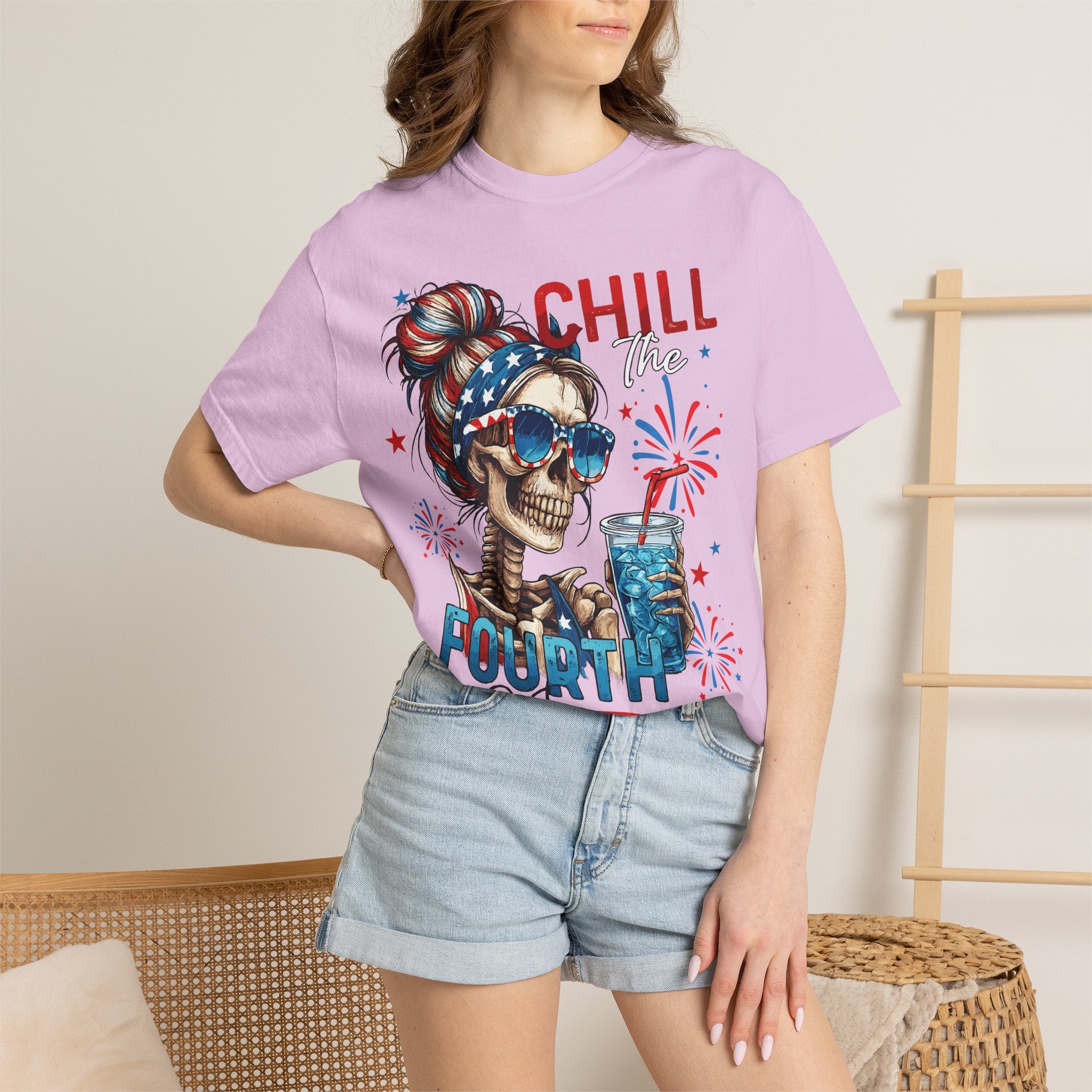 Fourth of July Skull T-Shirt — "Chill the Fourth Out" Patriotic Graphic Tee