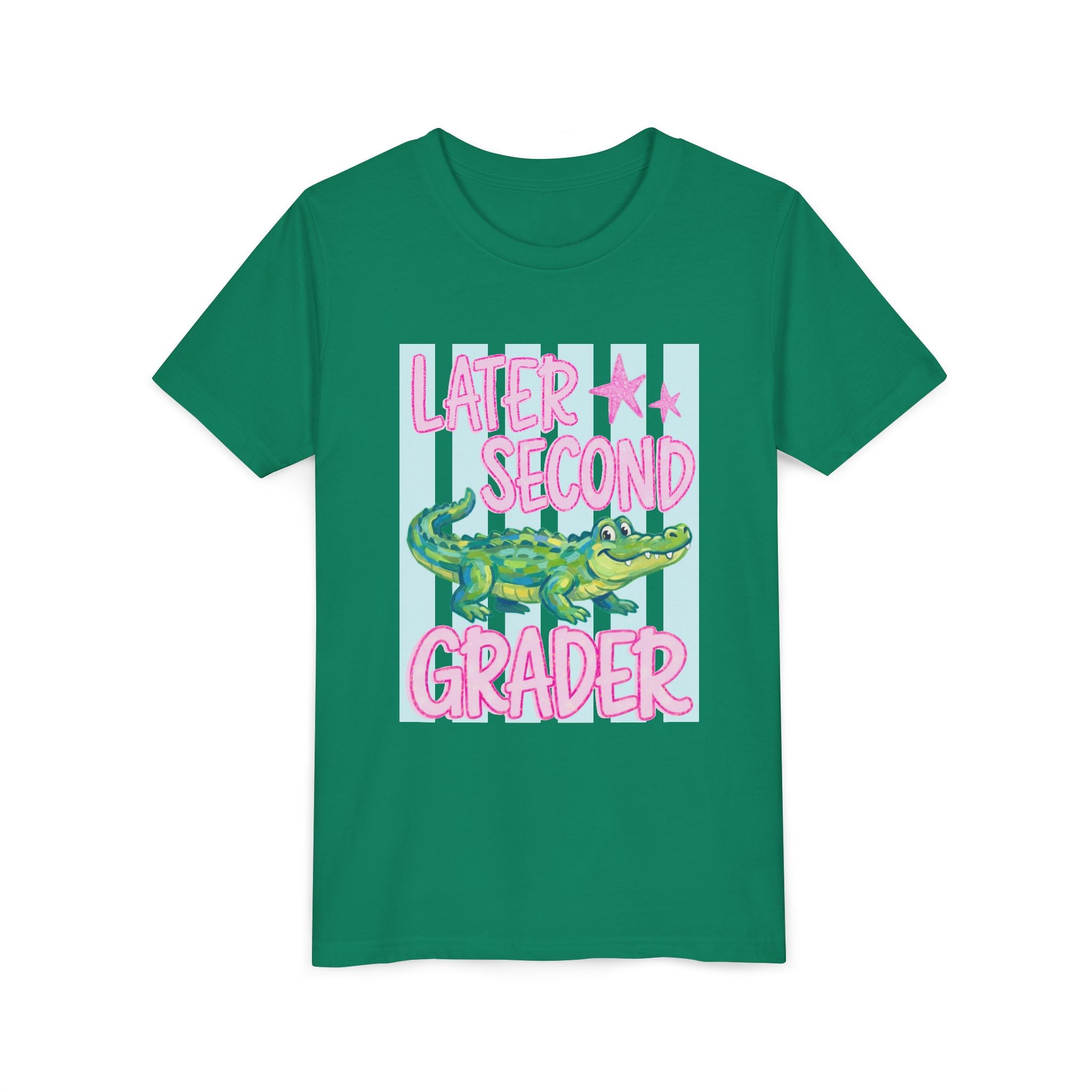 Later Second Grader Youth Tee — Cute Alligator Back-to-School Shirt