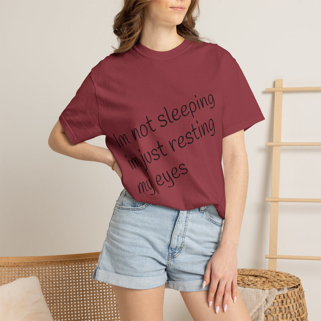 T-Shirt — "I'm Not Sleeping, I'm Just Resting My Eyes" Graphic Tee with Realistic Eyes Back Print