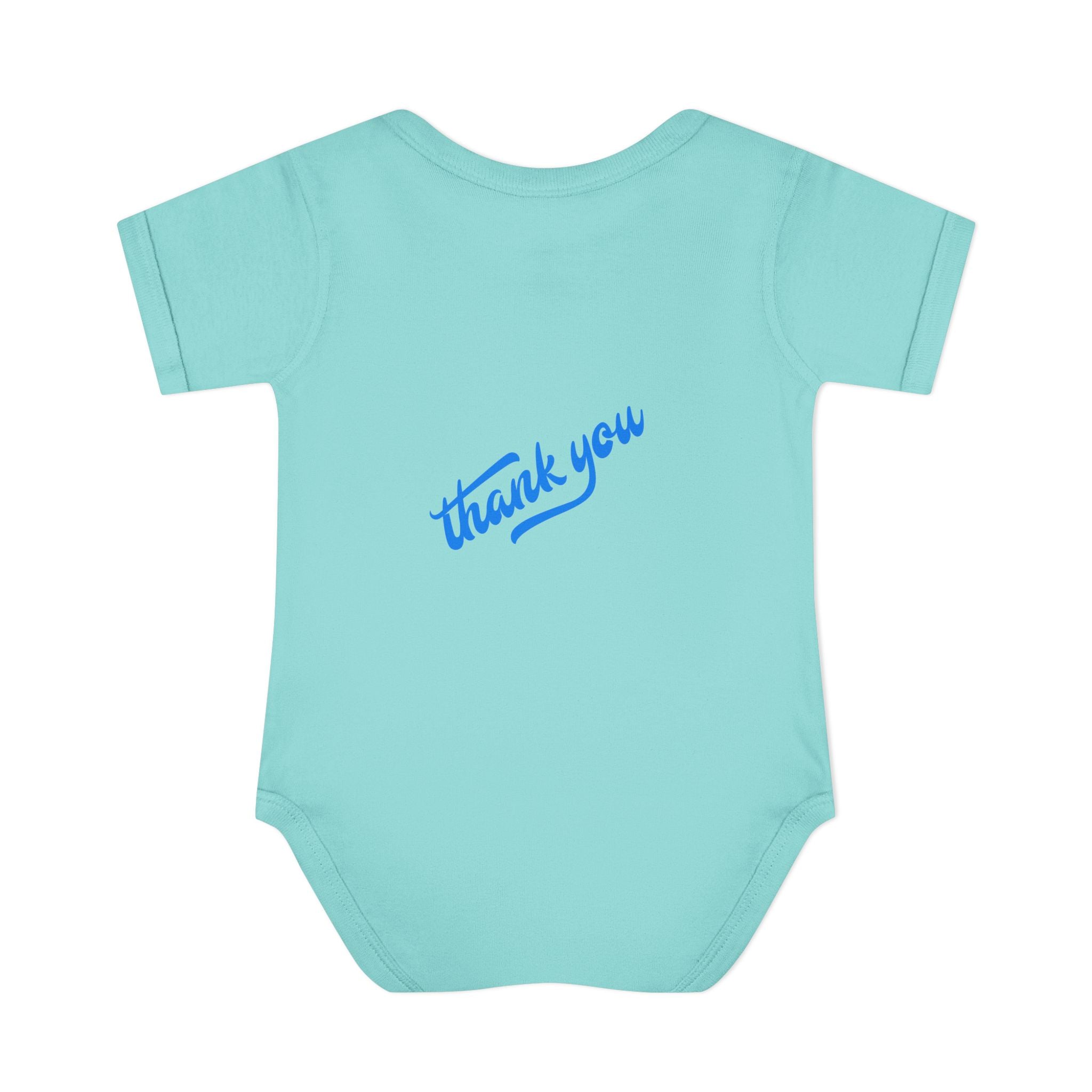 Infant Bodysuit — "Hey Baby Here, Watch Your Language" Cute Newborn Onesie (Back ‘Thank You’)