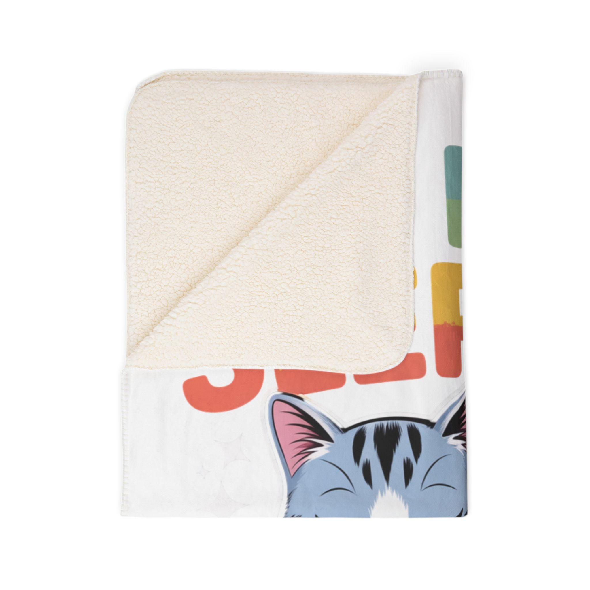 Cozy Cat Sherpa Blanket - "I'm Not Sleeping, I'm Just Resting My Eyes" Plush Throw