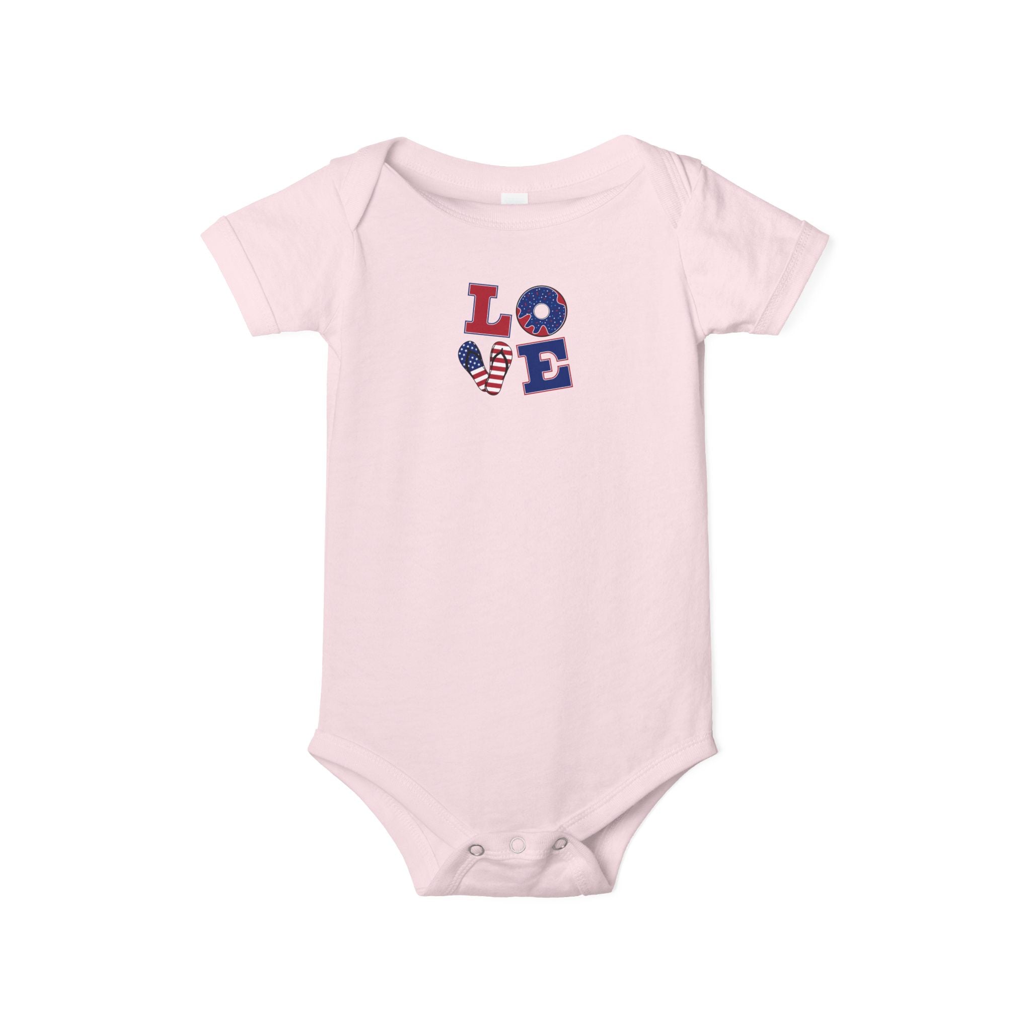 Infant Onesie - "LOVE" Patriotic Heart Baby Bodysuit