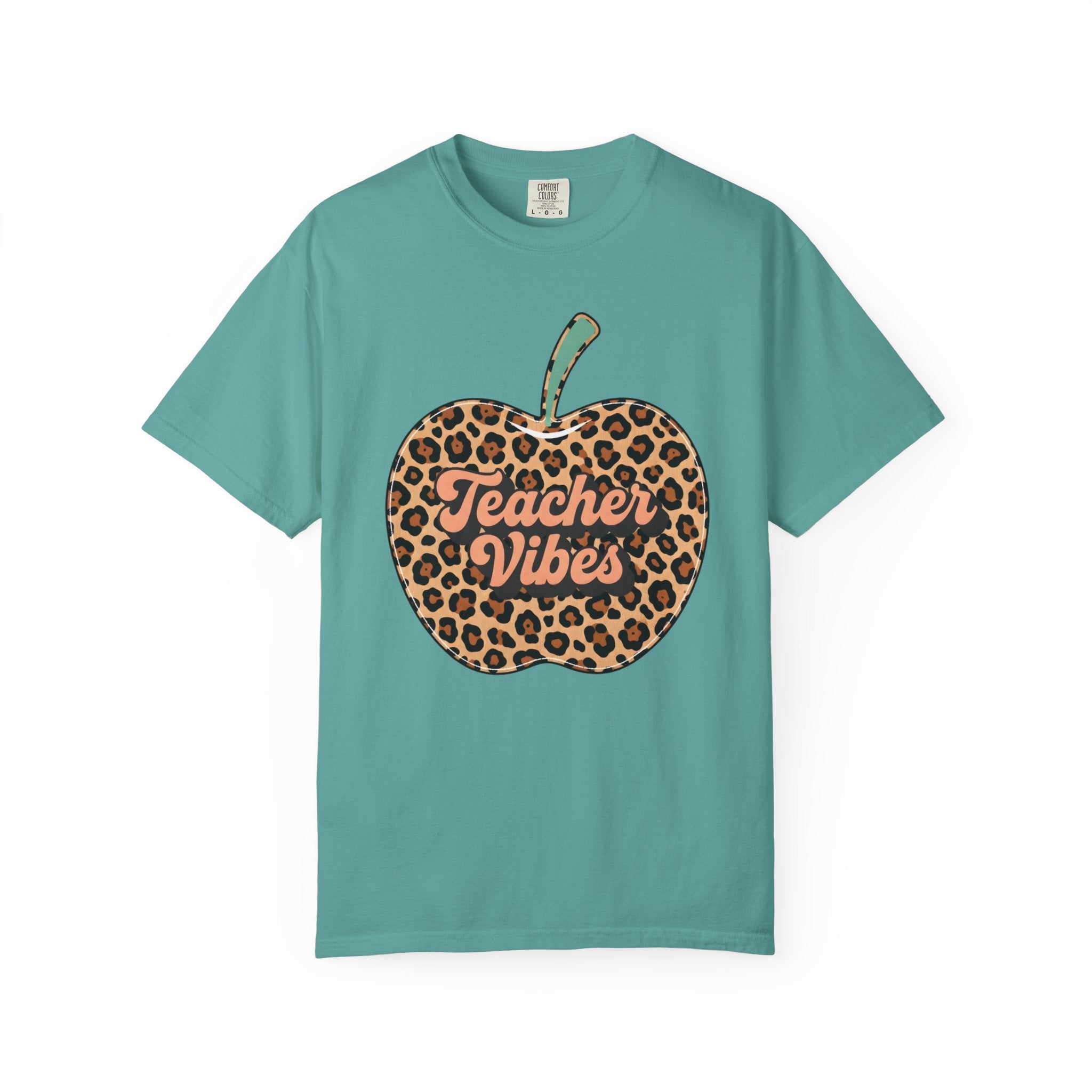 Teacher Vibes Leopard Apple T-Shirt