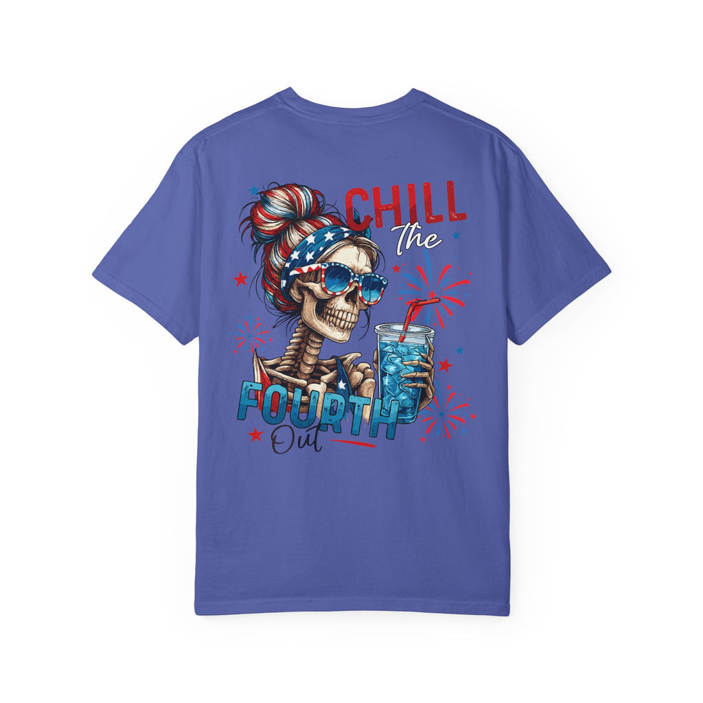 Fourth of July Skull T-Shirt — "Chill the Fourth Out" Patriotic Skeleton Tee