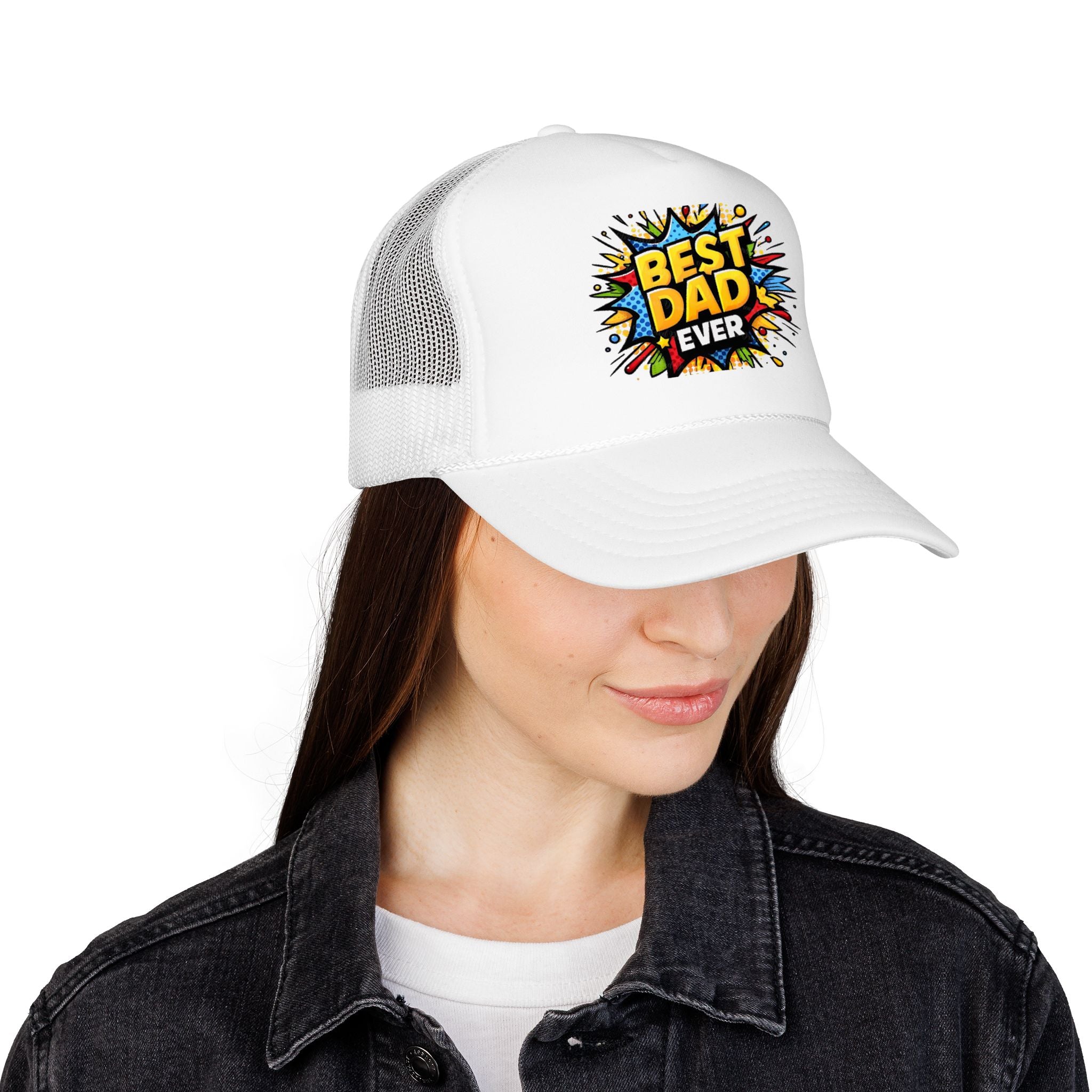 Best Dad Ever Foam Trucker Hat Comic Pop Art  Father's Day