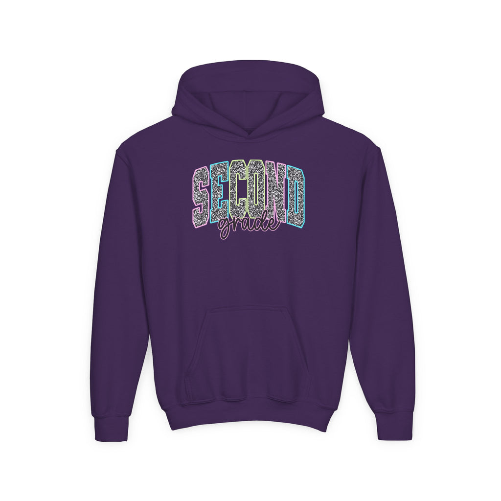 Second Grade Hoodie — Girls' Glitter School Sweatshirt