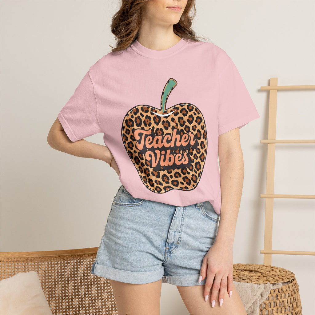 Teacher Vibes Leopard Apple T-Shirt