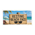 Beach Towel — "Resting Beach Face" Funny Tropical Towel with Sunglasses Sign